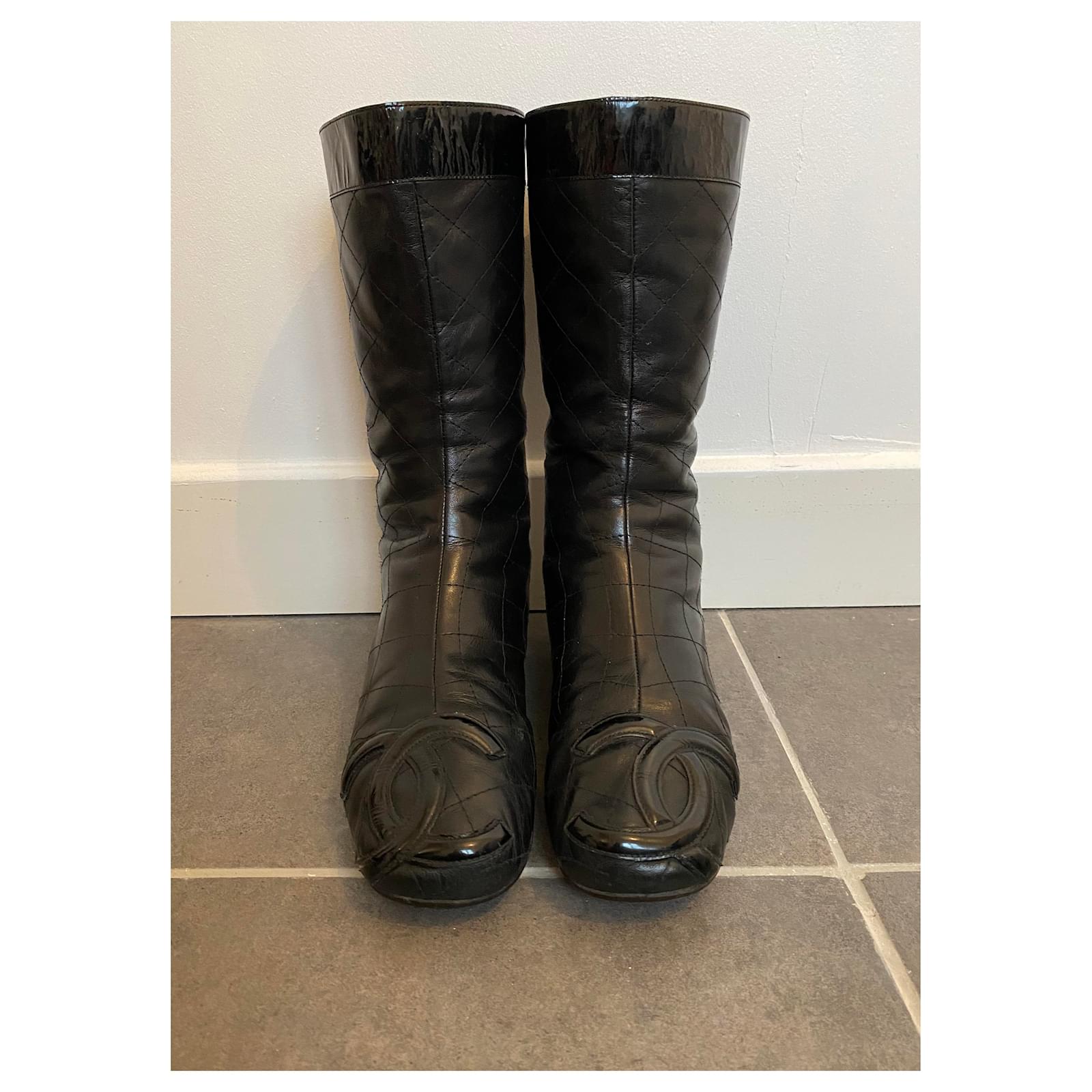 Cambon Chanel Boots Black Leather ref.JC262098 (Sold) - Joli Closet