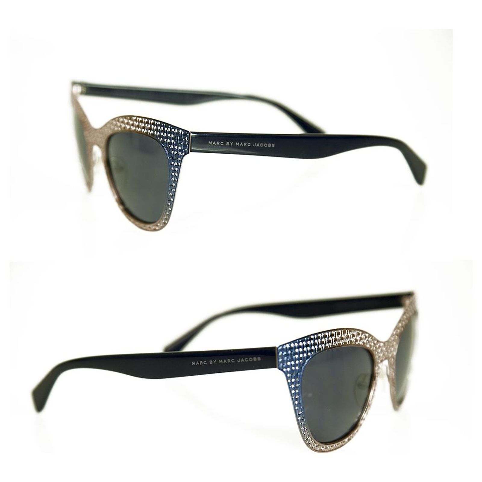 Marc Jacobs MMJ 435/S Sunglasses Marc by Marc Jacobs MMJ 435/S Blue Silver Metal Grid Cut  main image 3