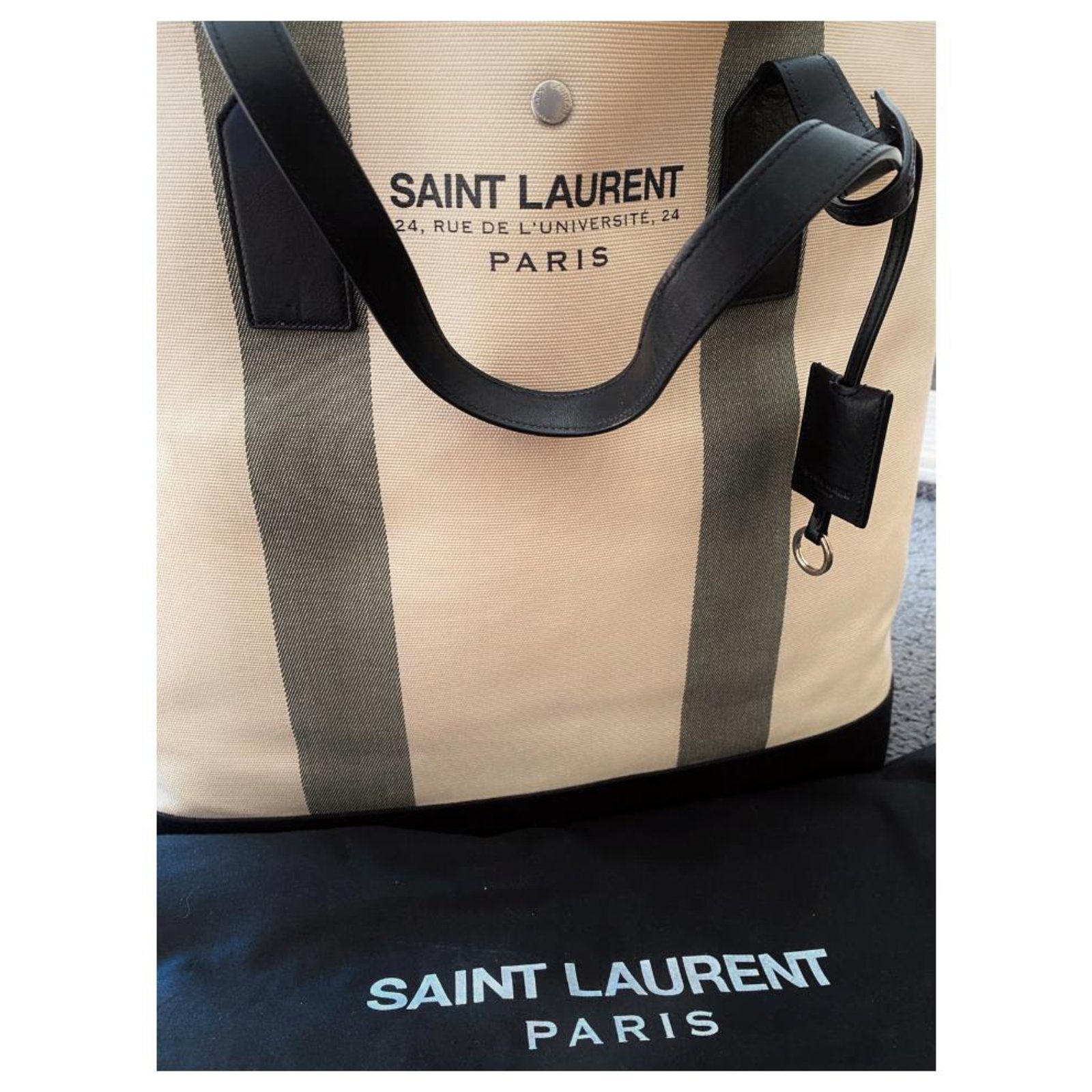Tote Saint Laurent White in Cotton - 29547101