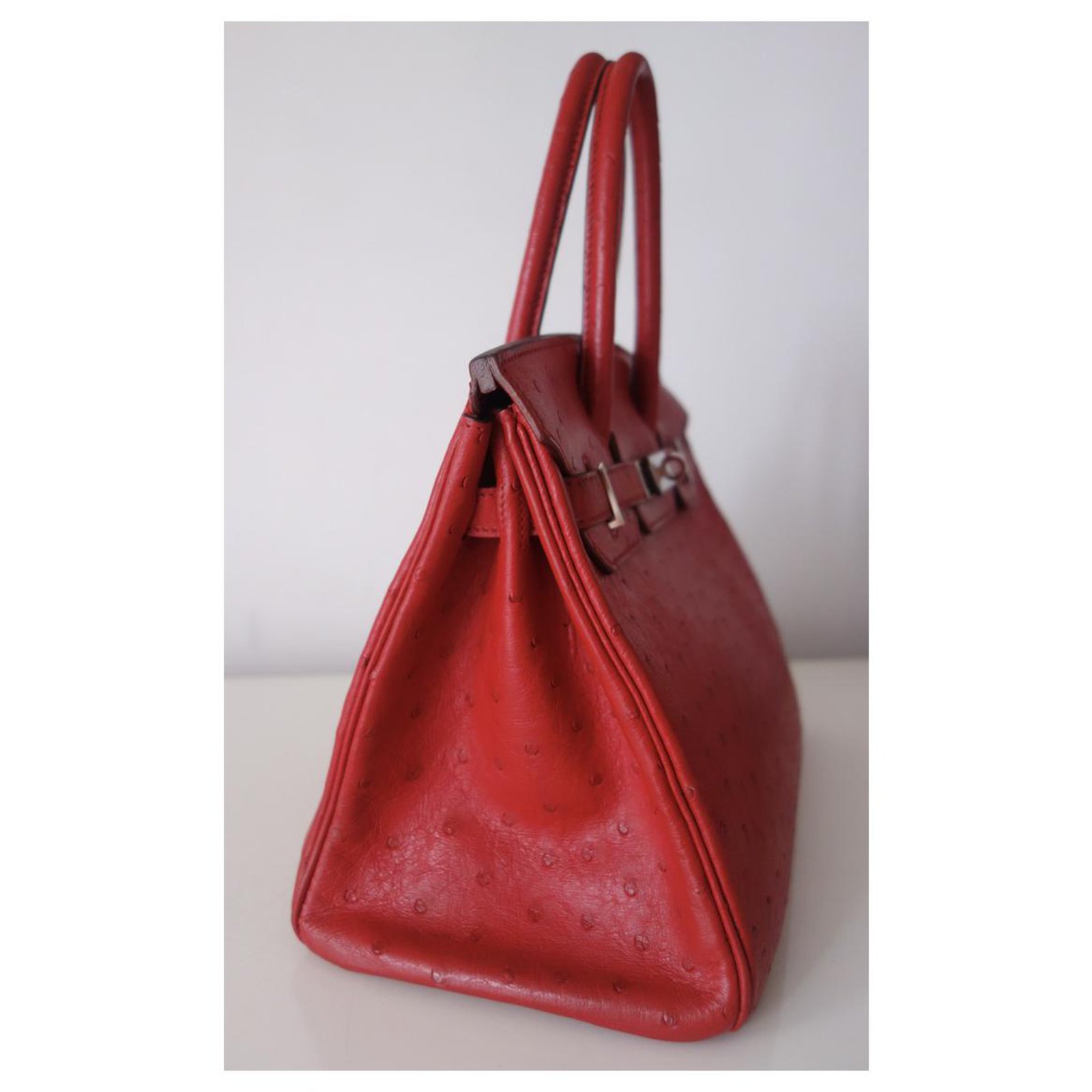 Hermès Hermes Red Ostrich Skin Leather Picotin Lock 22 Tote bag Exotic  leather ref.968422 - Joli Closet