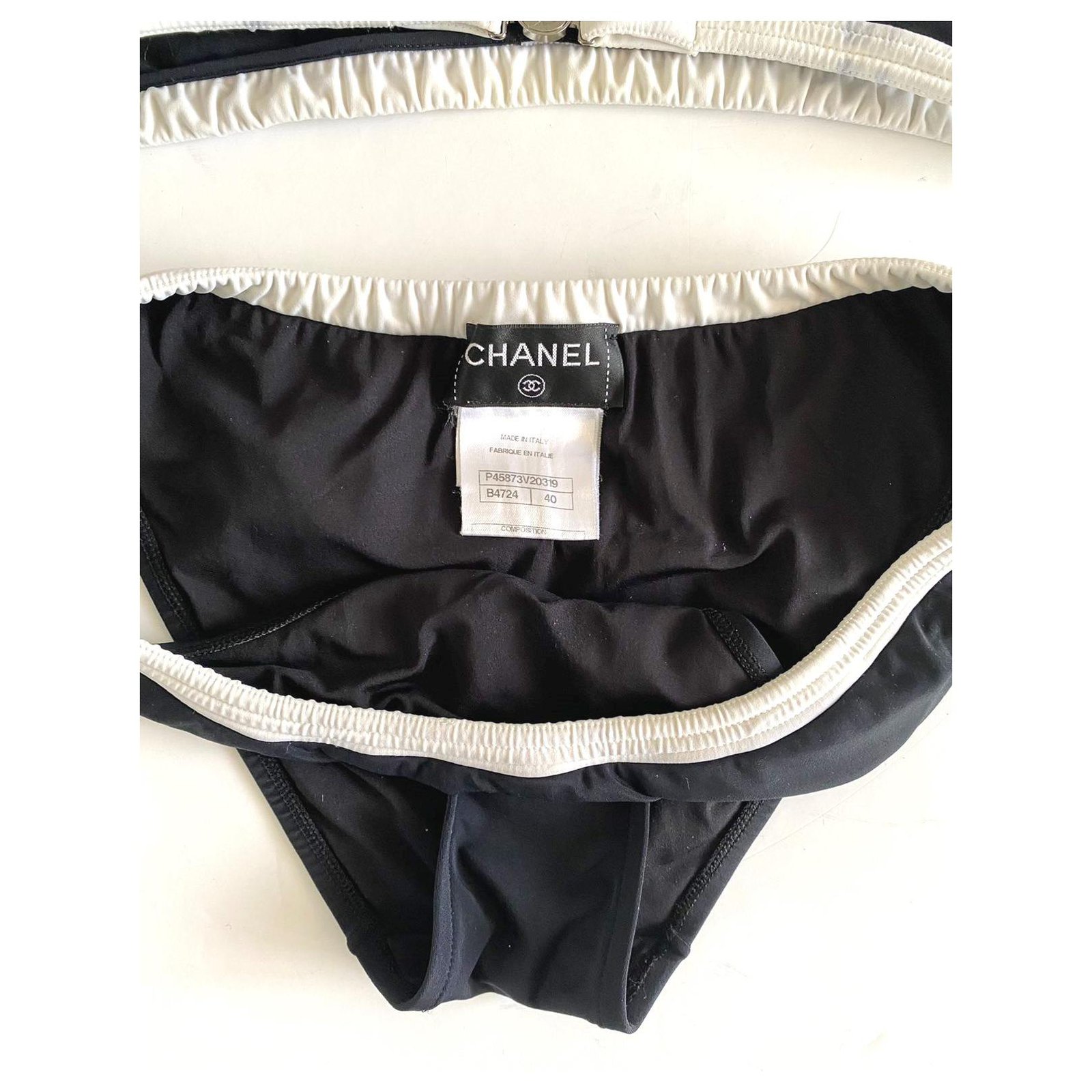 Personality recommendation Chanel Maillots de bain Polyamide Noir Blanc  ref.262703 - Joli Closet, chanel black and white bathing suit top