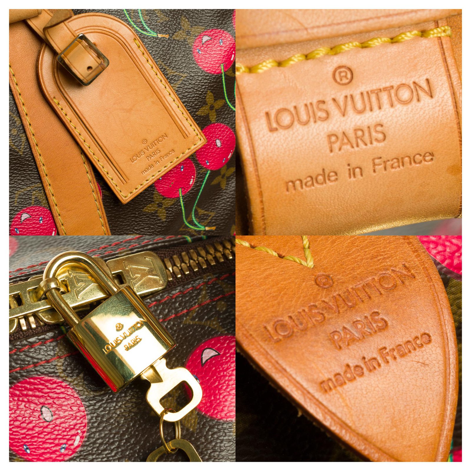 Louis Vuitton Keepall 45 Murakami Cherry monogram 2005 Brown Leather  ref.261179 - Joli Closet