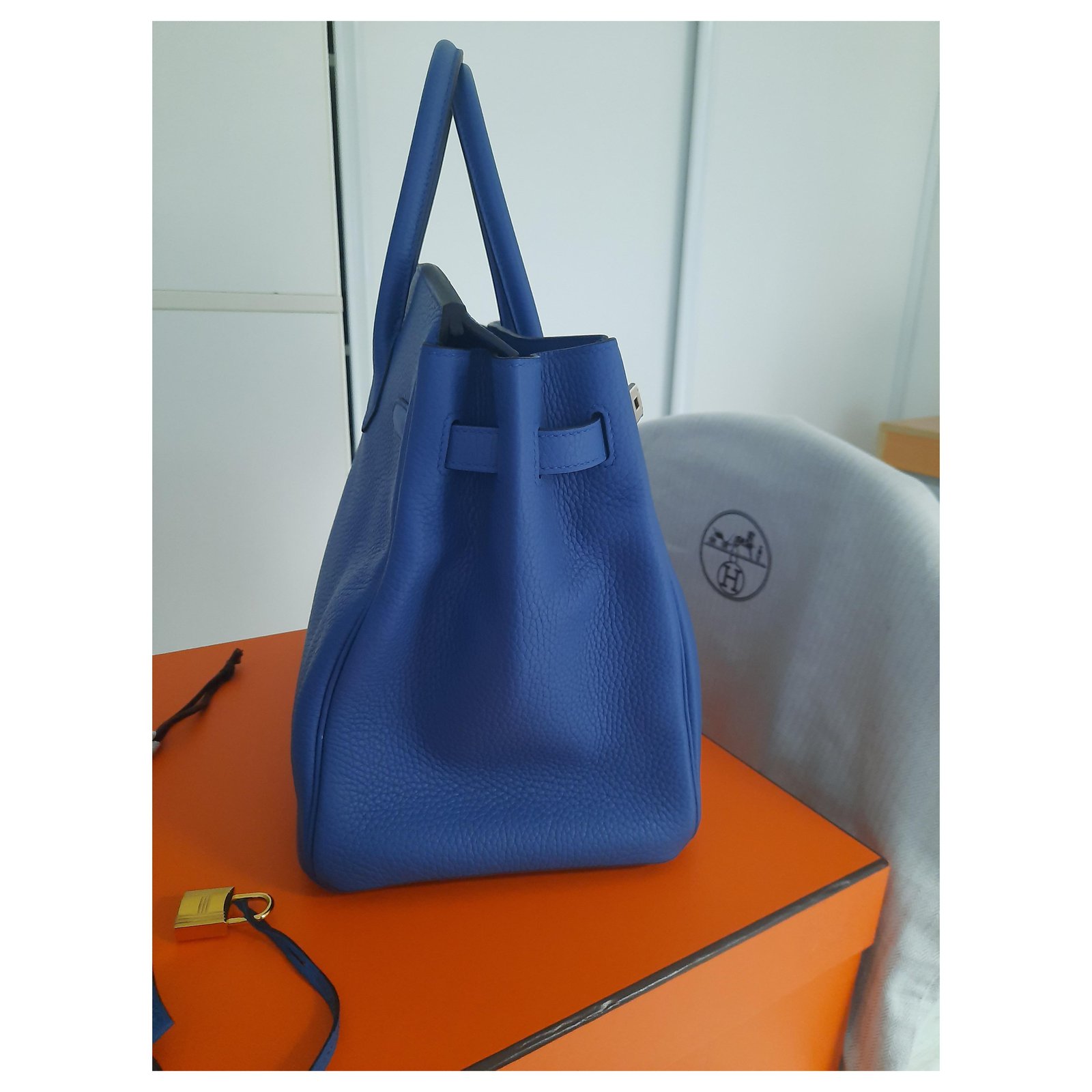 Hermès sac hermes birkin Cuir Bleu ref.262900 - Joli Closet