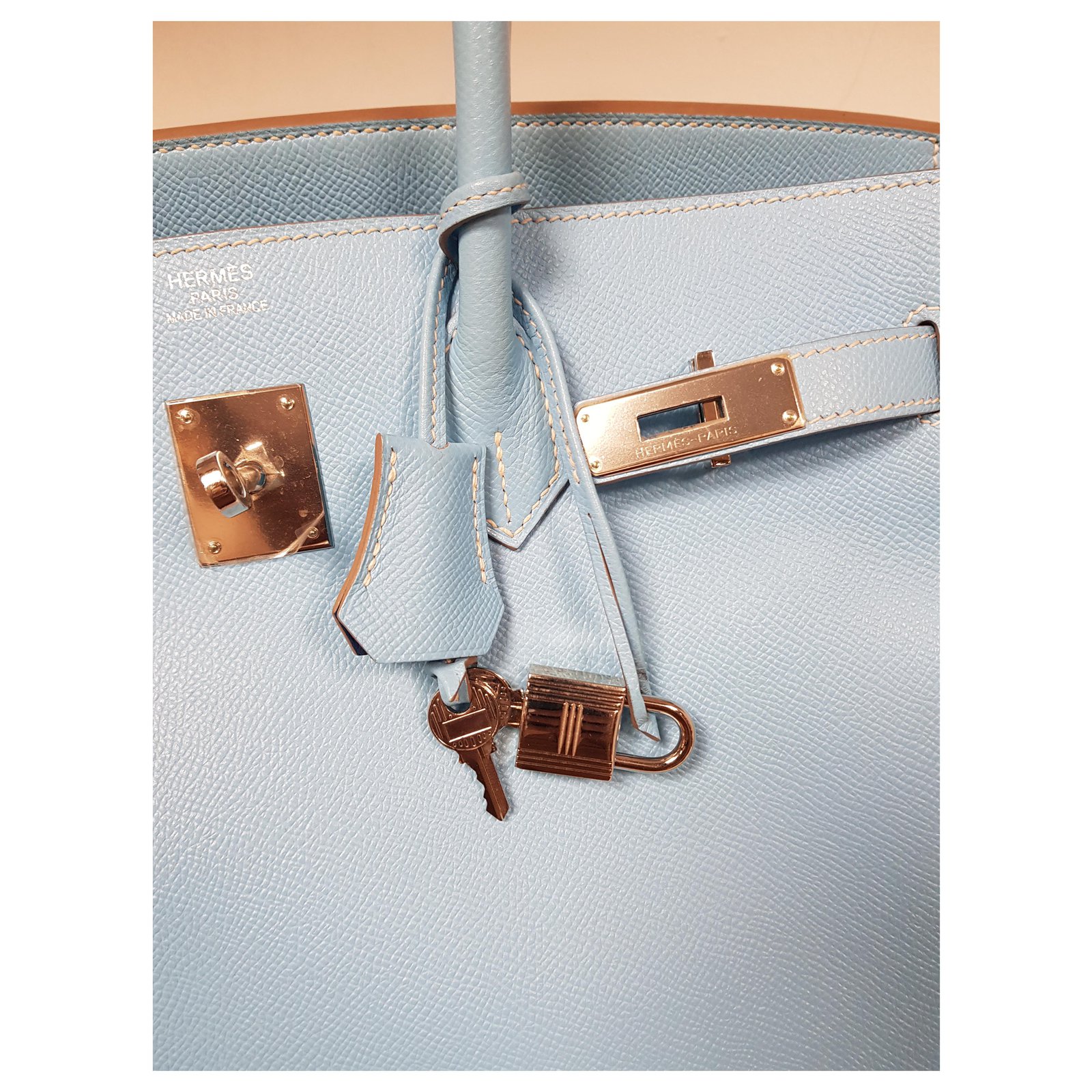Hermès Birkin 35 Candy celeste Blue Light blue Leather ref.262983 - Joli  Closet