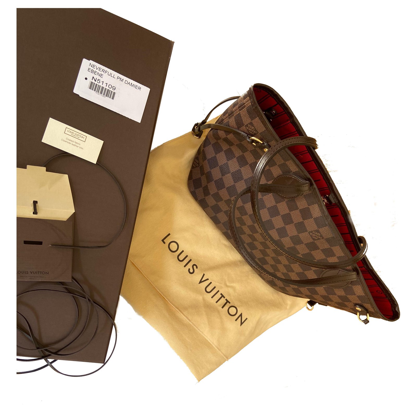 Louis Vuitton Neverfull PM Damier Ebene Dark brown Fur ref.263043 - Joli  Closet