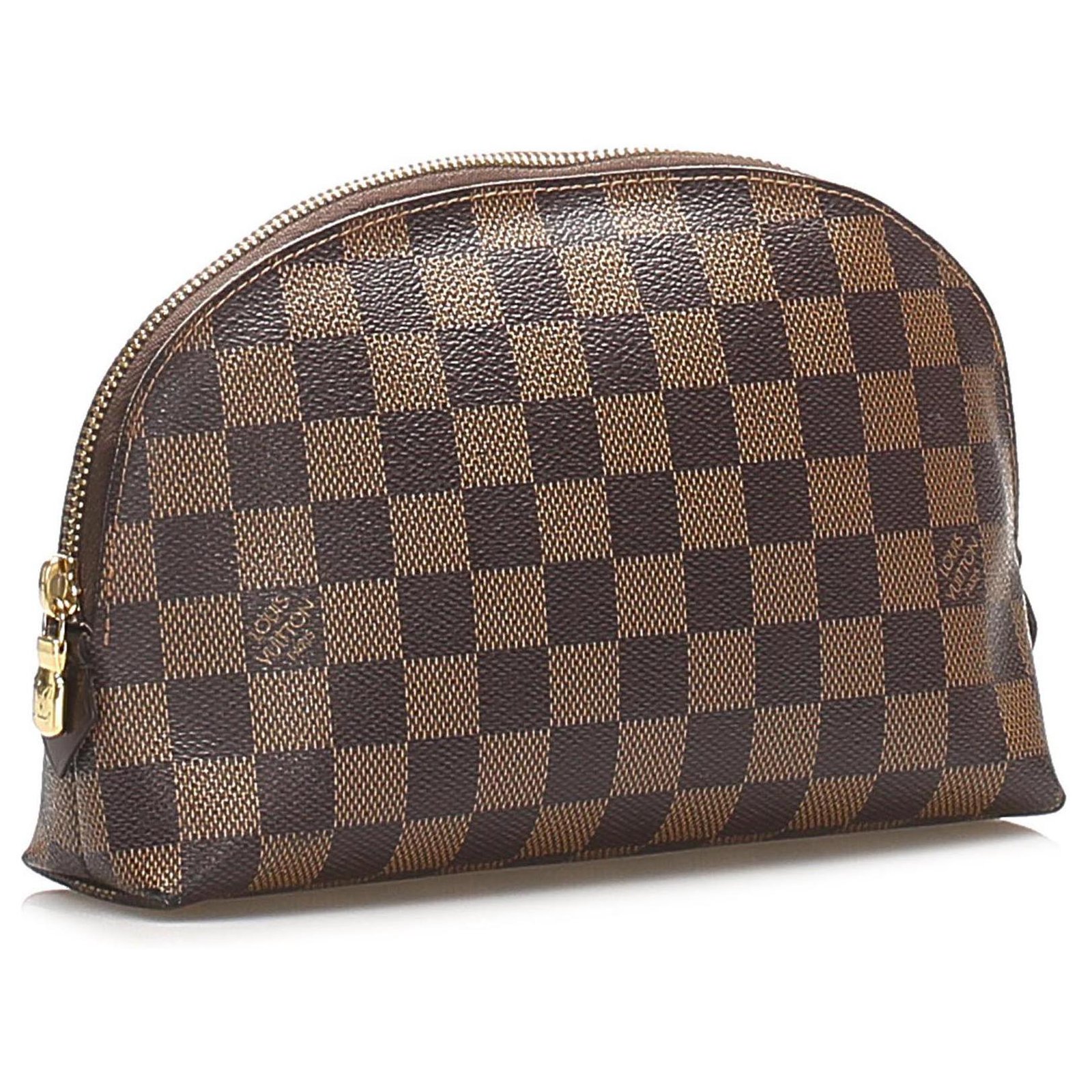 Louis Vuitton Cosmetic Pouch Damier Ebene GM Brown in Coated