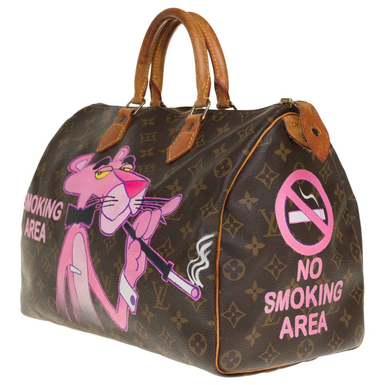 Handbag Louis Vuitton Speedy 35 Monogram customized Pink Panther I by  PatBo ! at 1stDibs