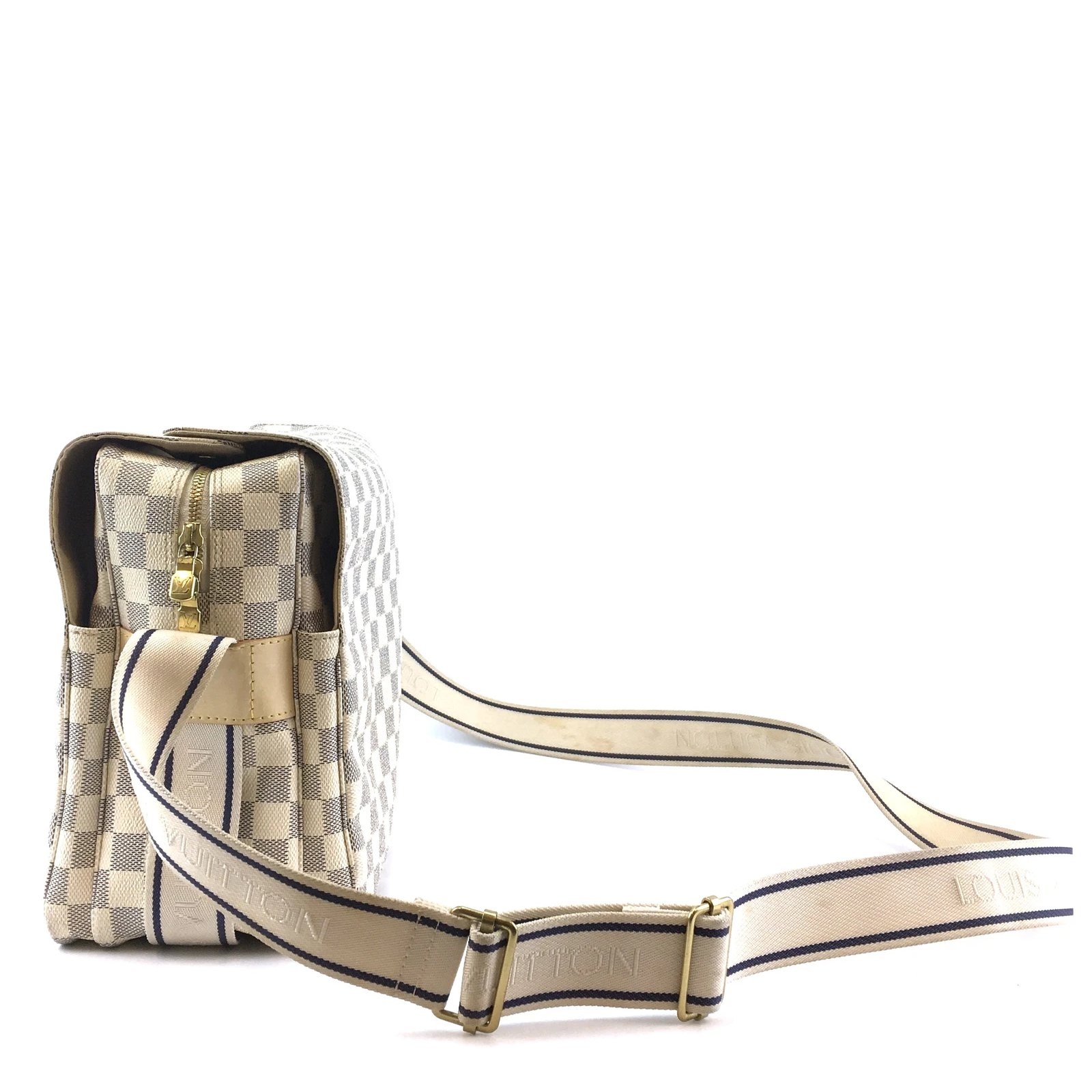 Louis Vuitton Naviglio Damier Azur Canvas White Leather ref.511694 - Joli  Closet