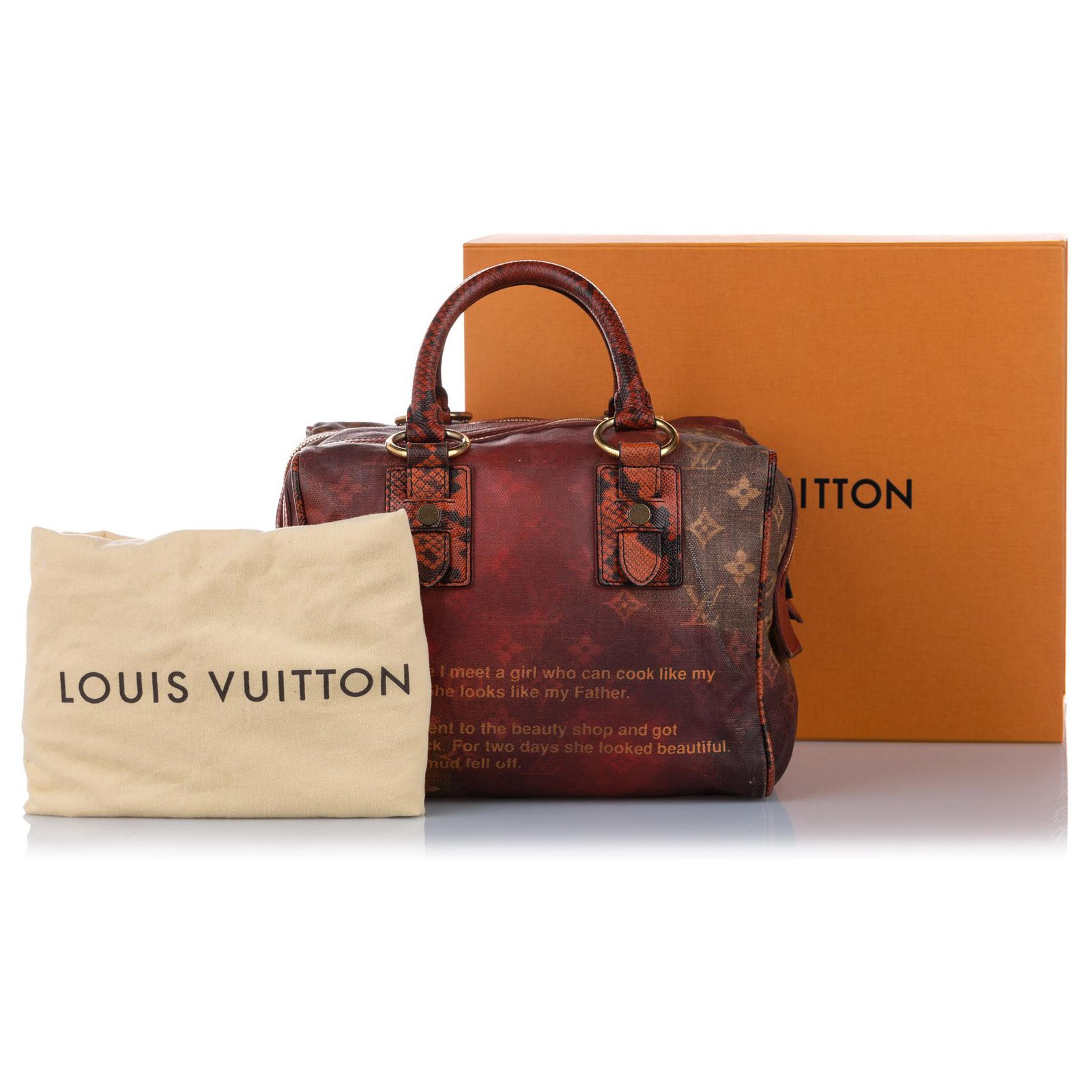 Louis Vuitton Brown Richard Prince Karung Trimmed Monogram Jokes Heartbreak  Tote Multiple colors Leather Cloth Cloth ref.419957 - Joli Closet