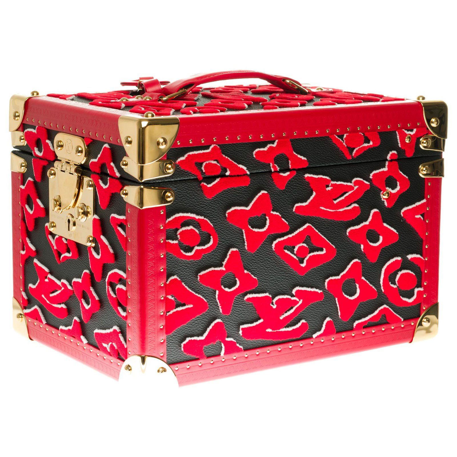 Louis Vuitton BRAND NEW / LIMITED EDITION / A MUST COLLECT / Splendide Vanity  case / Bottle box in red tufting Black Leather Cloth Cloth ref.264261 -  Joli Closet