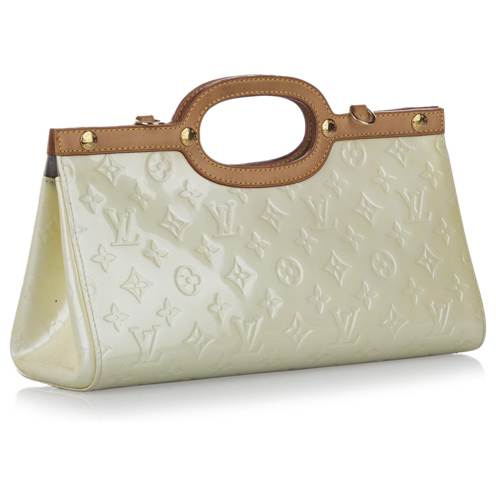 LOUIS VUITTON Cream Vernis Leather Roxbury Drive Bag