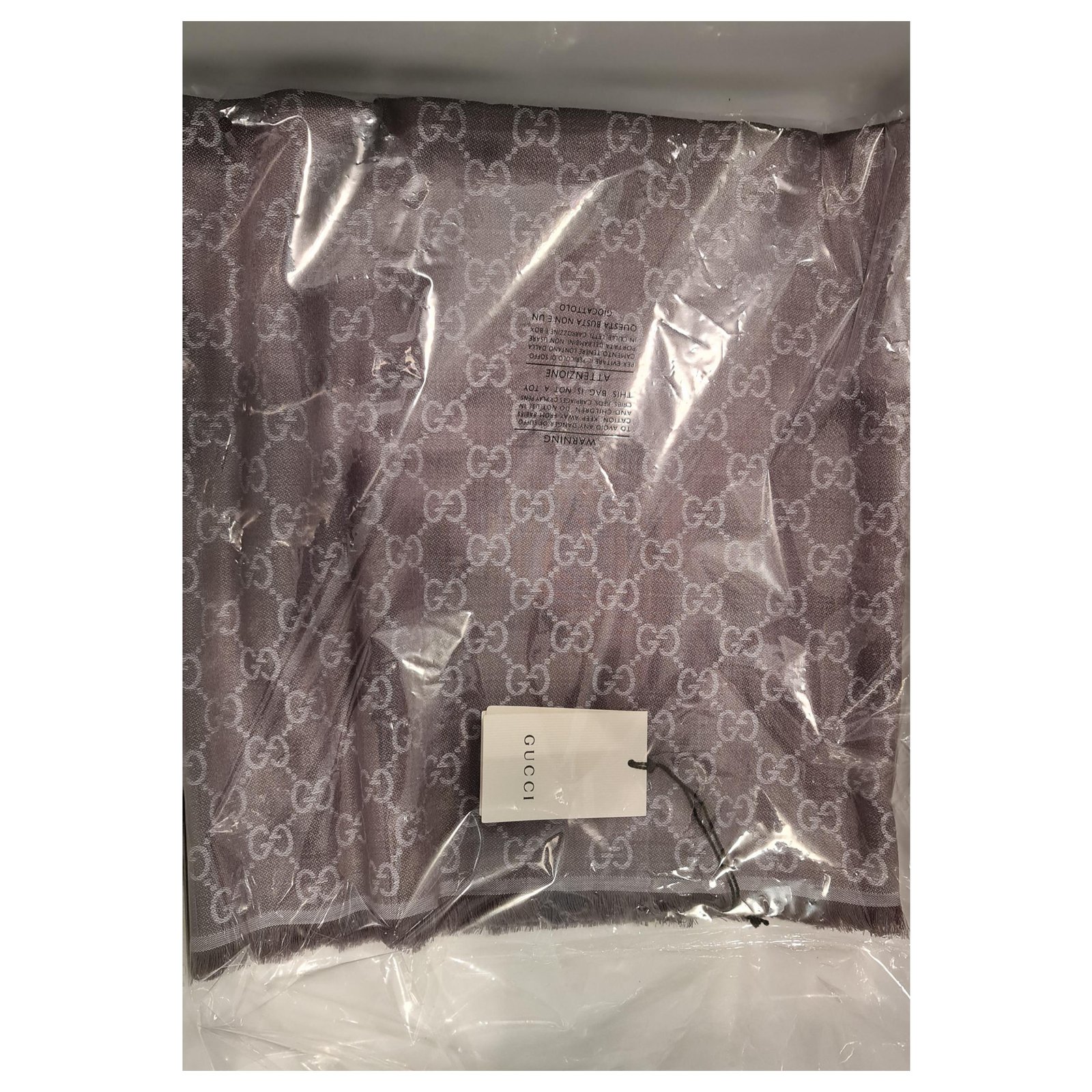 Gucci Scarf GGweb Grey Silk Wool ref.26929 - Joli Closet