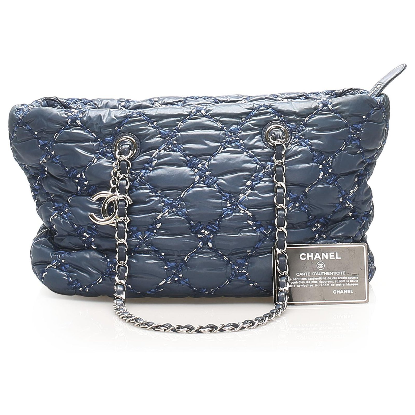Chanel Blue Paris-Byzance Tweed On Stitch Shoulder Bag Leather
