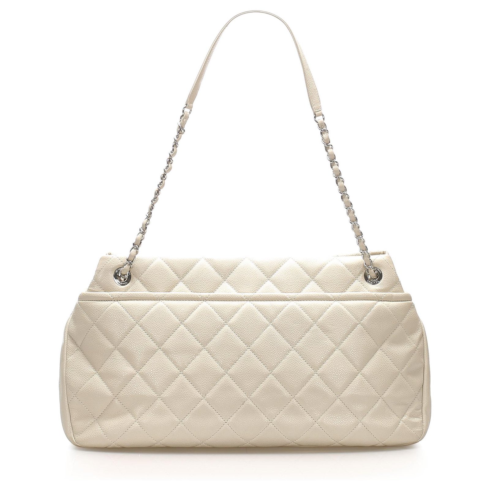 Chanel White CC Caviar Shopper Tote Bag Cream Leather ref.265177 - Joli  Closet