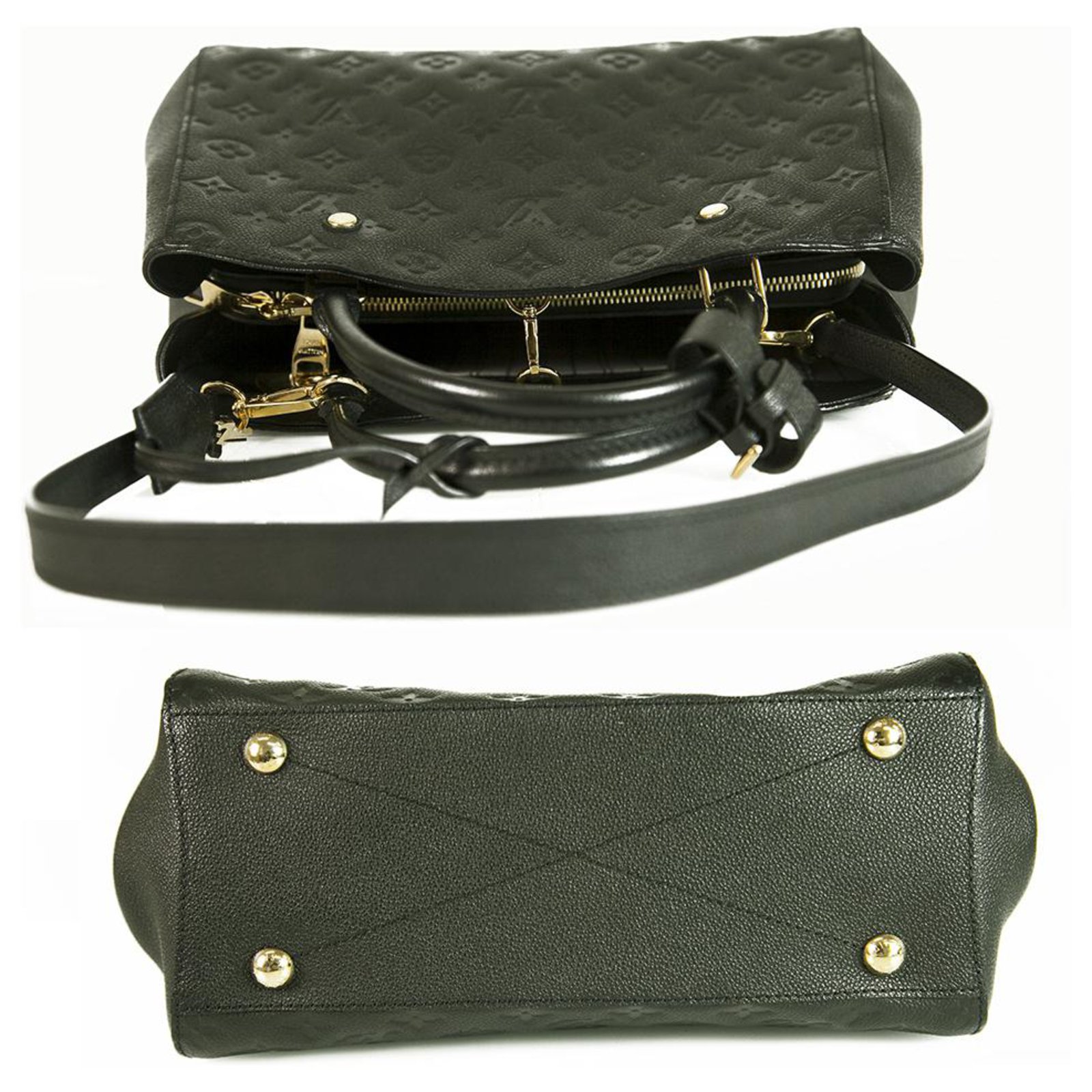 Louis Vuitton Montaigne Shoulder Bag MM Black Leather