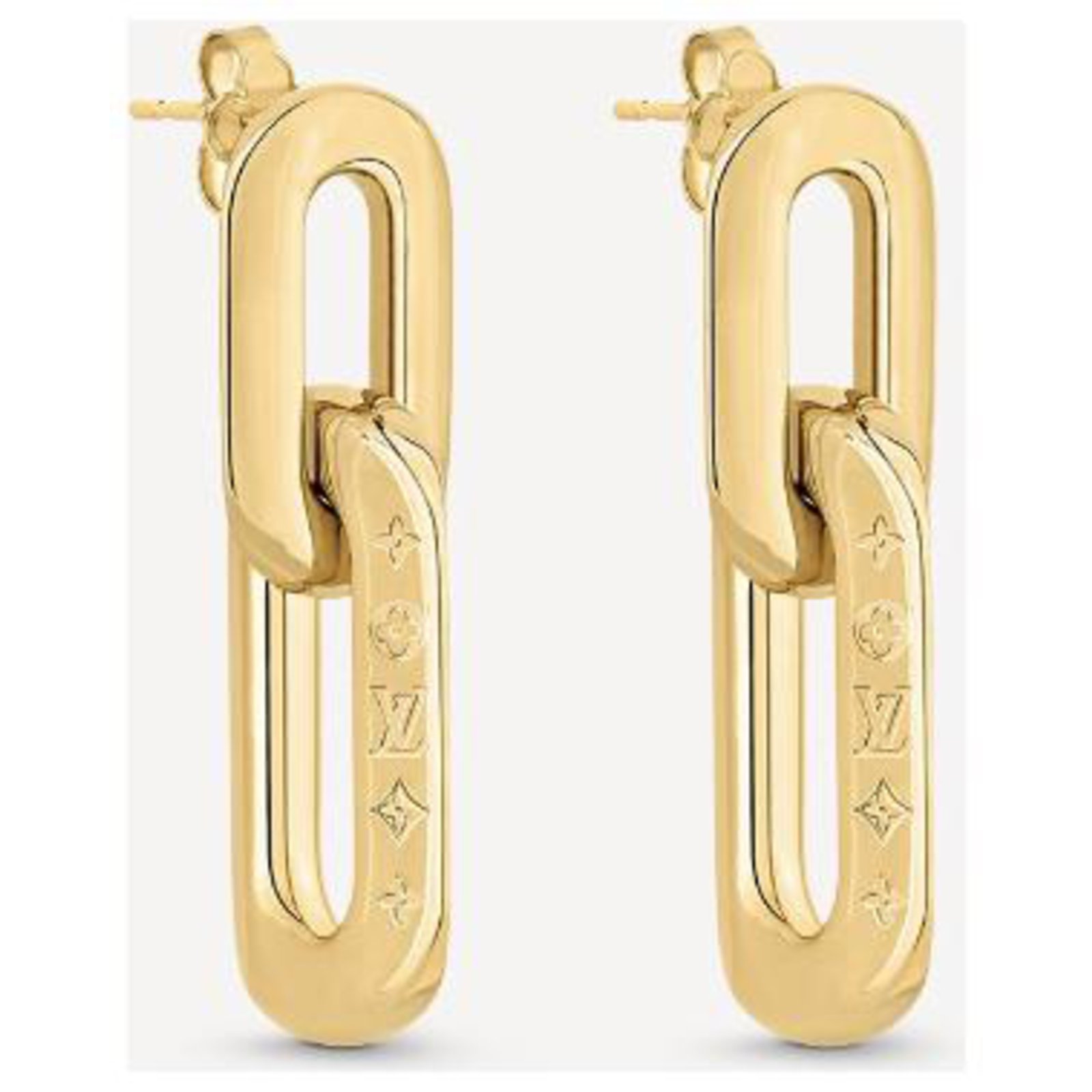 Louis Vuitton Essential V Guilloch goldfarbene Ohrringe