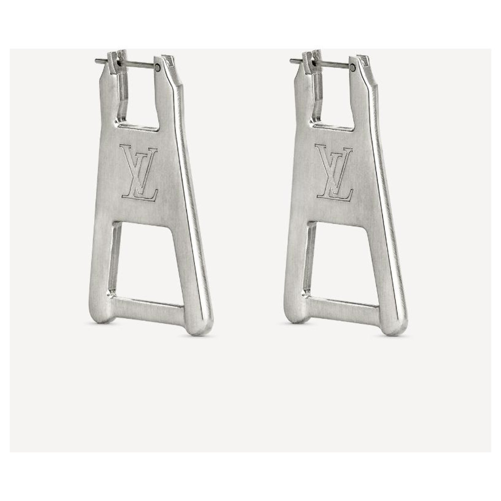 LOUIS VUITTON Zip Earrings Silver 859216