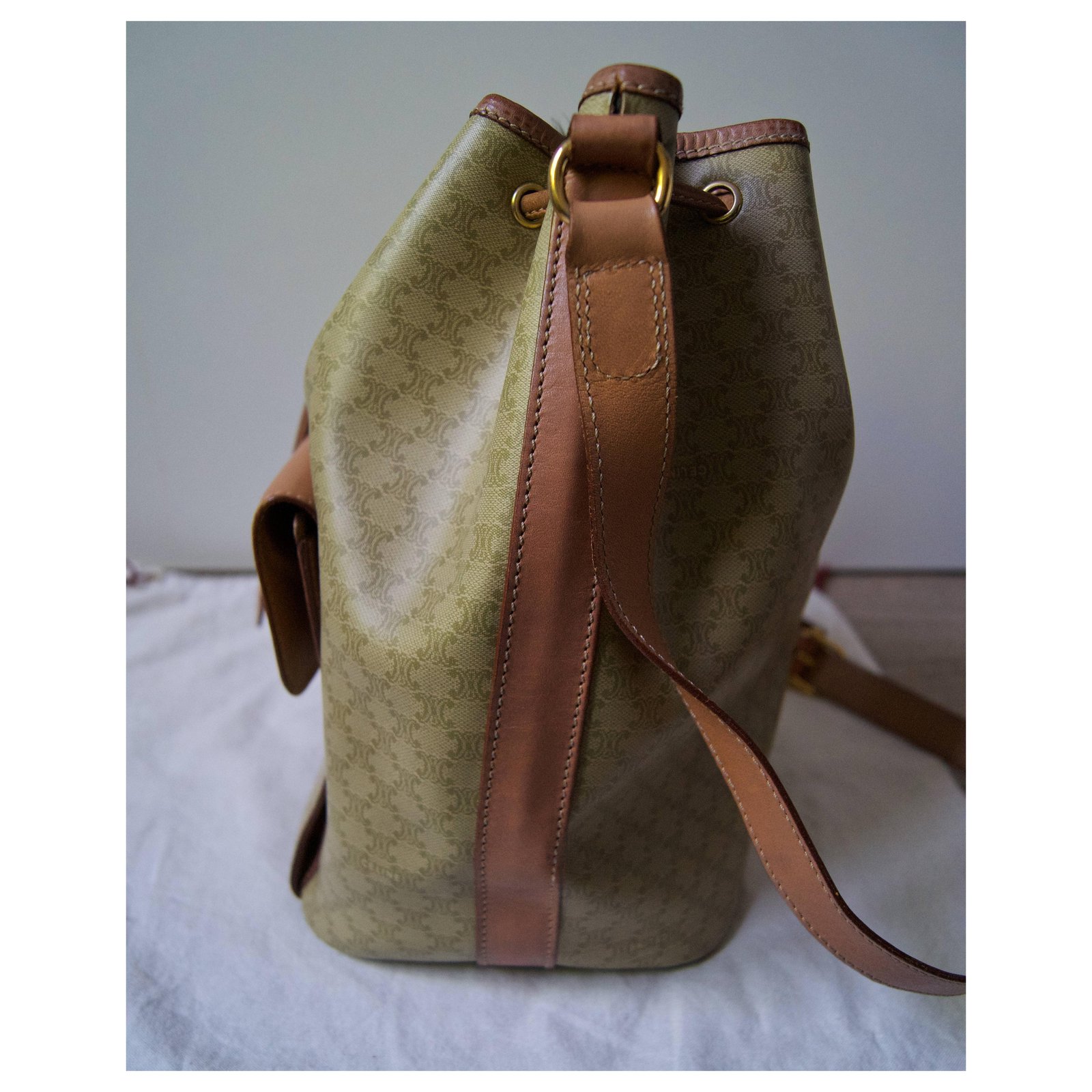 Céline Triomphe bucket bag Brown Cloth ref.669889 - Joli Closet