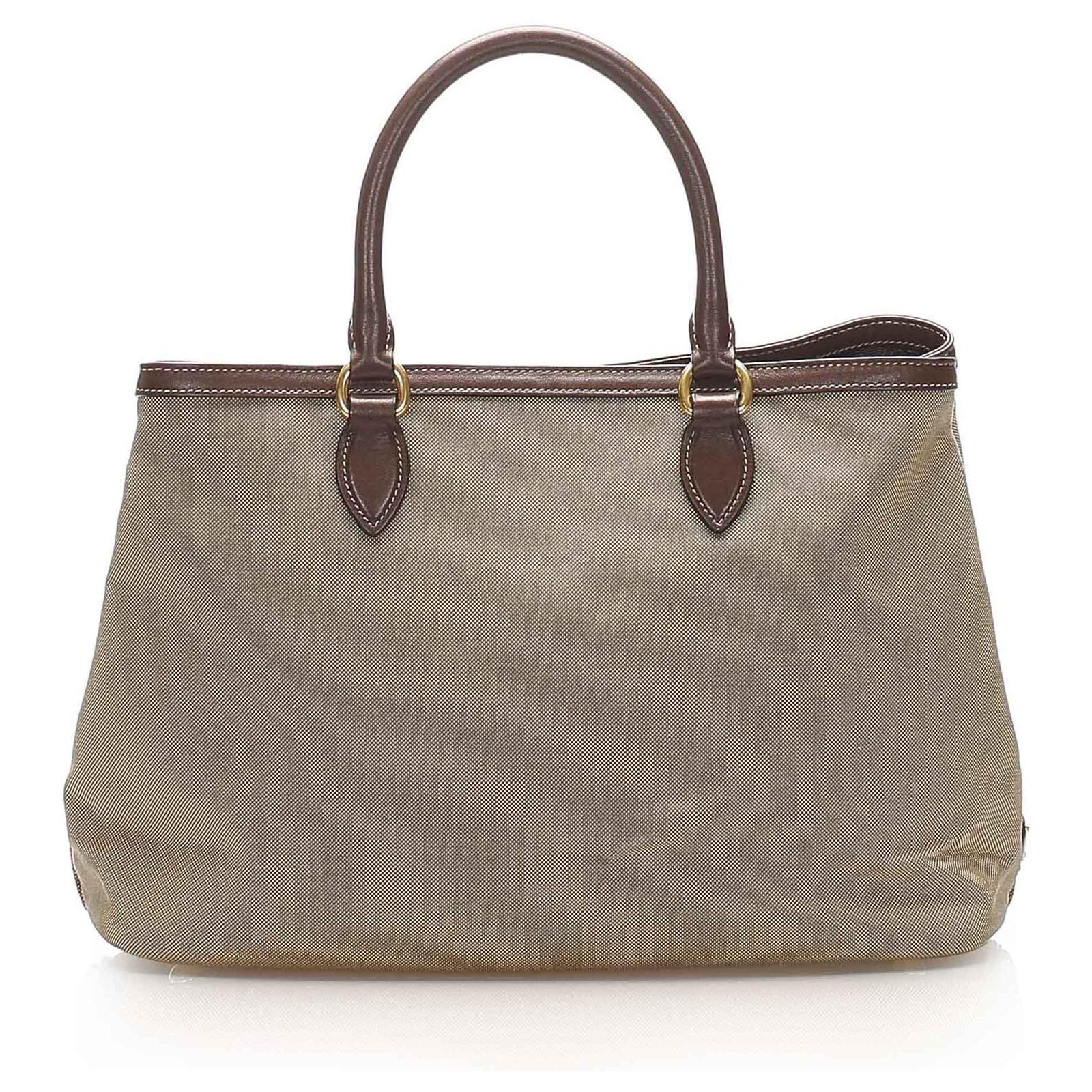 Borsa a mano marrone con logo Canapa di Prada Beige Pelle Tela Vitello  simile a un vitello Panno ref.945478 - Joli Closet