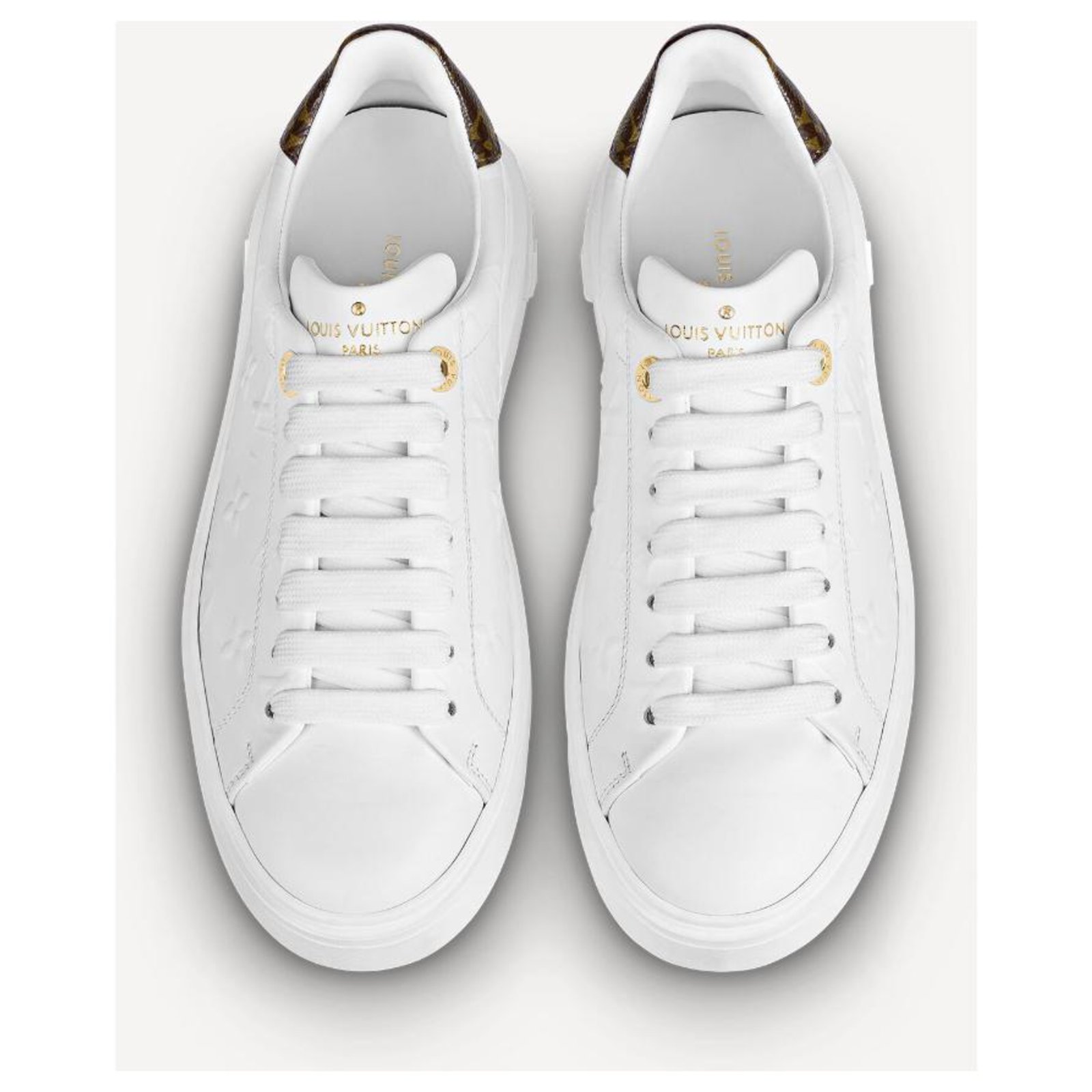 AA 100 % Original ✔ Moda Nuevo Louis Vuitton LV Time Out Zapatillas De  Deporte Para Mujer Zapatos De Cordones Blanco Monogram Cuero