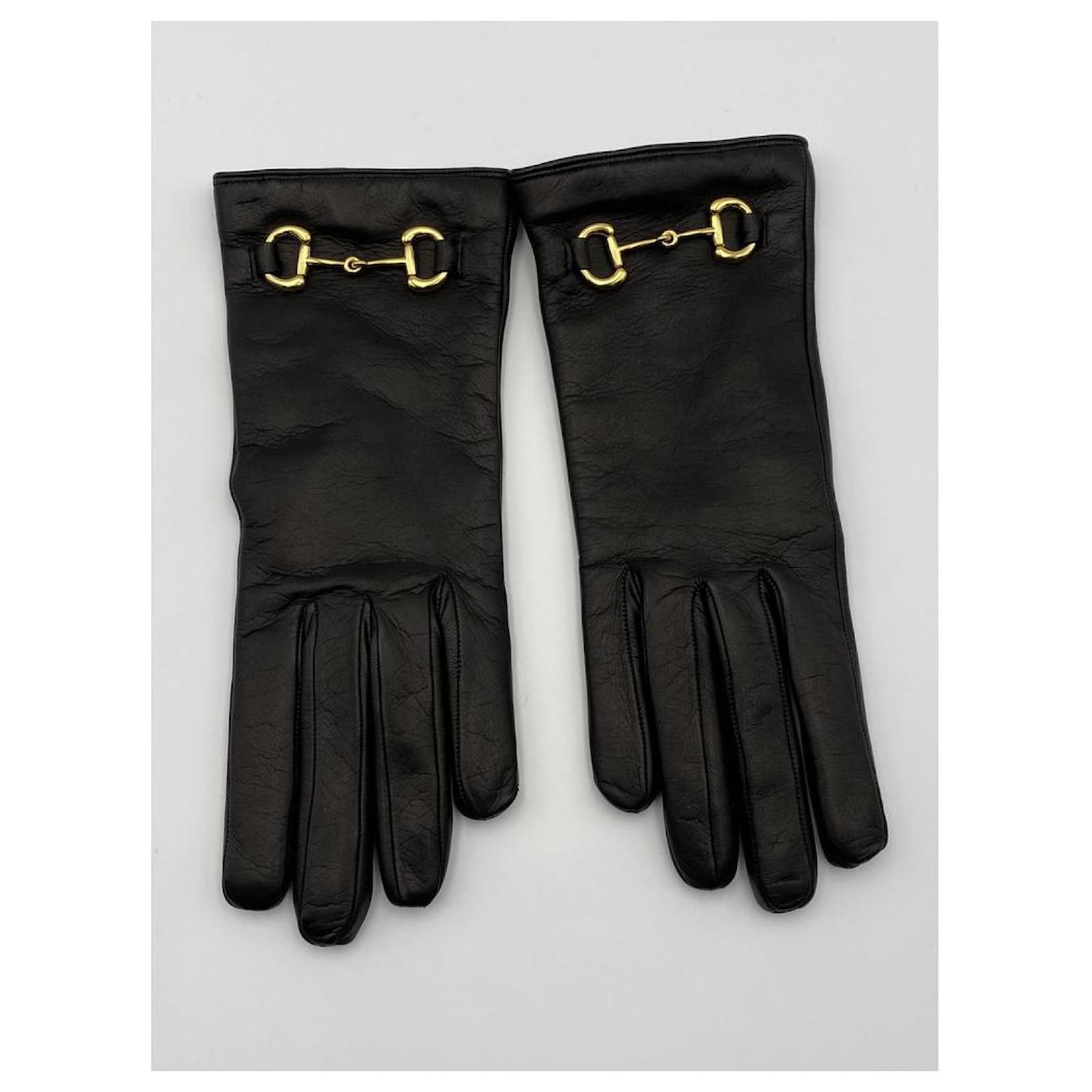 Gucci Horsebit gloves black size 7,5 Leather ref.266901 Joli Closet