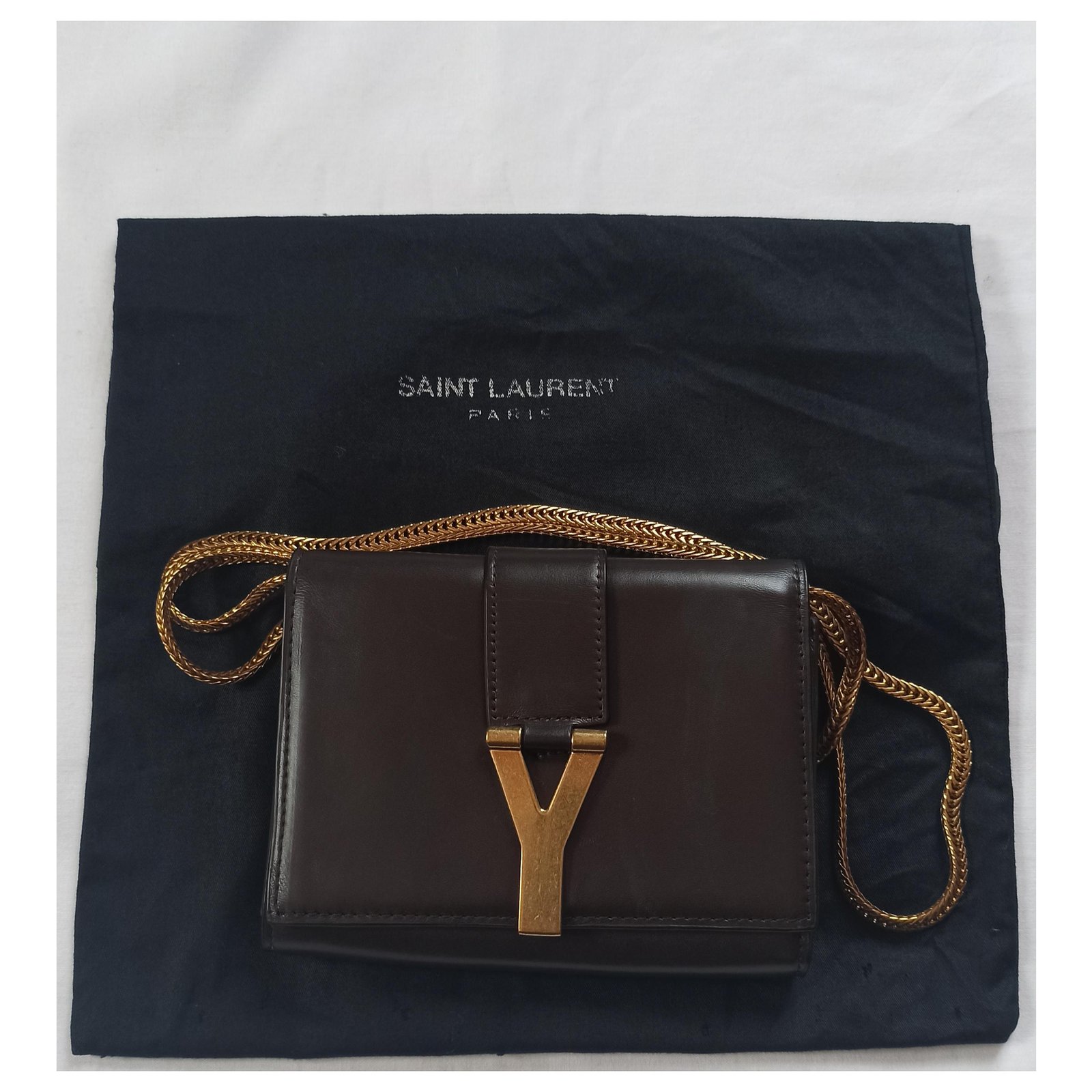Yves Saint Laurent Black Smooth Calfskin Leather Y-Ligne Mini