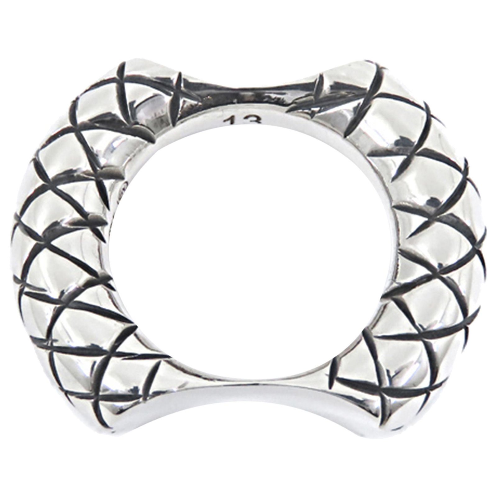 Bottega Veneta Silver Intrecciato Concave Ring Silvery Metal ref.268037 ...