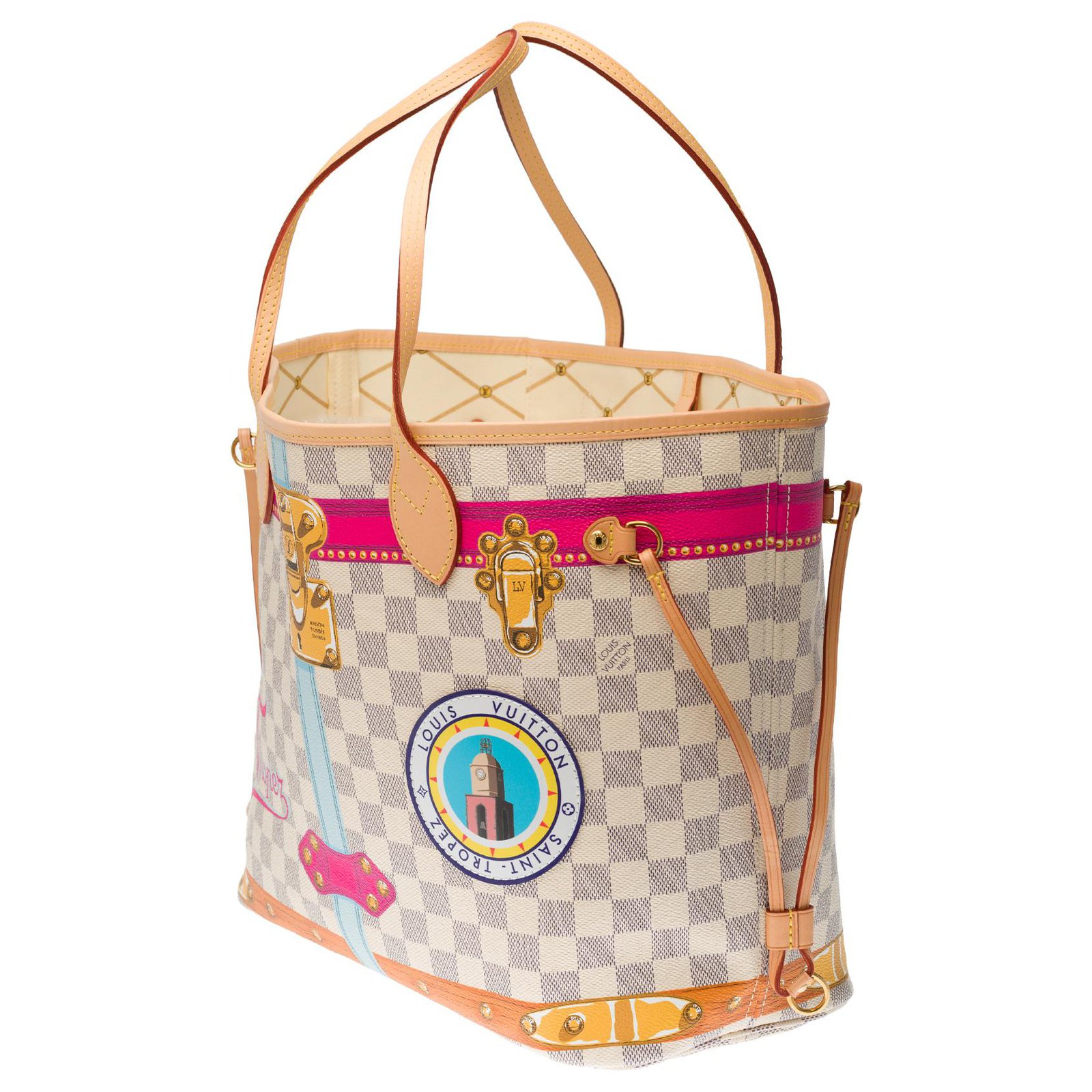 NEW- Collector- Limited edition tote bag Saint-Tropez 2018Louis Vuitton  Neverfull MM in monogram canvas , new condition! Pink Beige Leather Cloth  ref.268218 - Joli Closet
