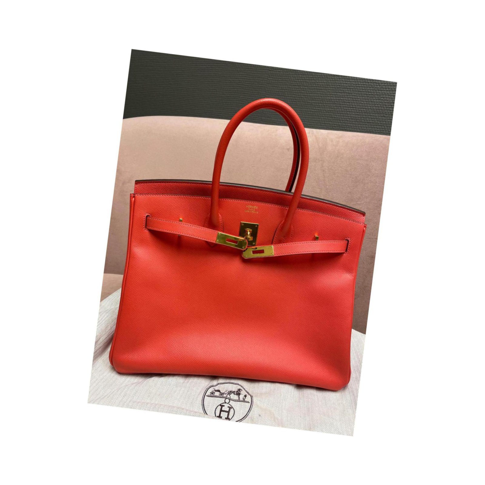 Hermès - Authenticated Birkin 35 Handbag - Leather Pink Plain for Women, Good Condition
