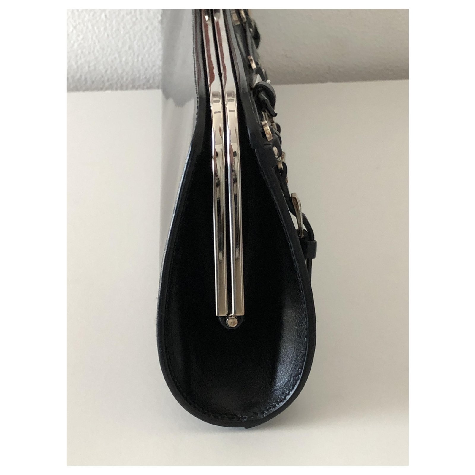 Christian Dior BONDAGE PATENT LEATHER CLUTCH BAG - BLACK ref