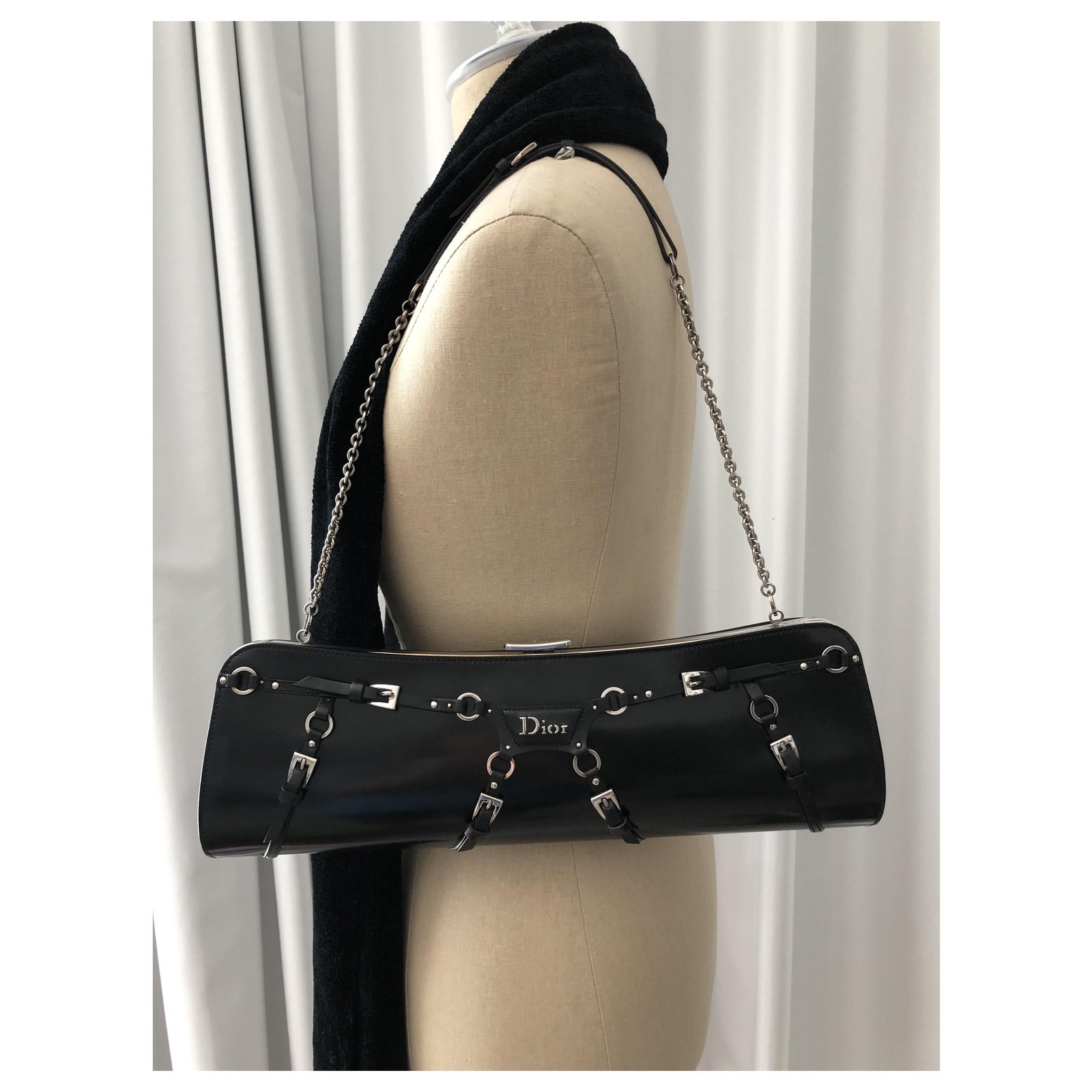 Christian Dior BONDAGE PATENT LEATHER CLUTCH BAG - BLACK ref.269224 - Joli  Closet