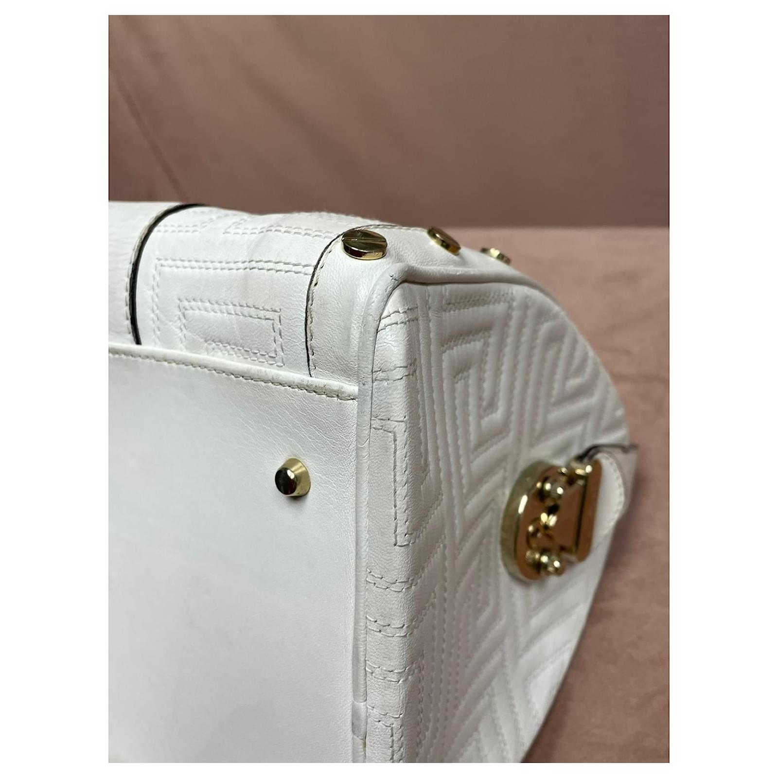 Gianni Versace Boston Bag White Quilted Leather Golden ref.269467