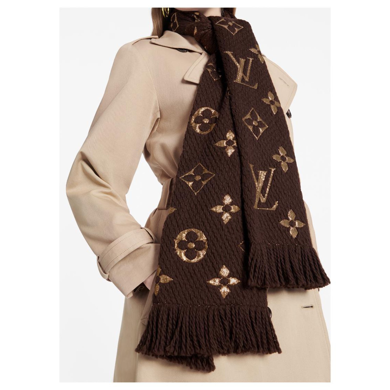 Louis Vuitton LV Logomania scarf Brown Wool ref.269580 - Joli Closet