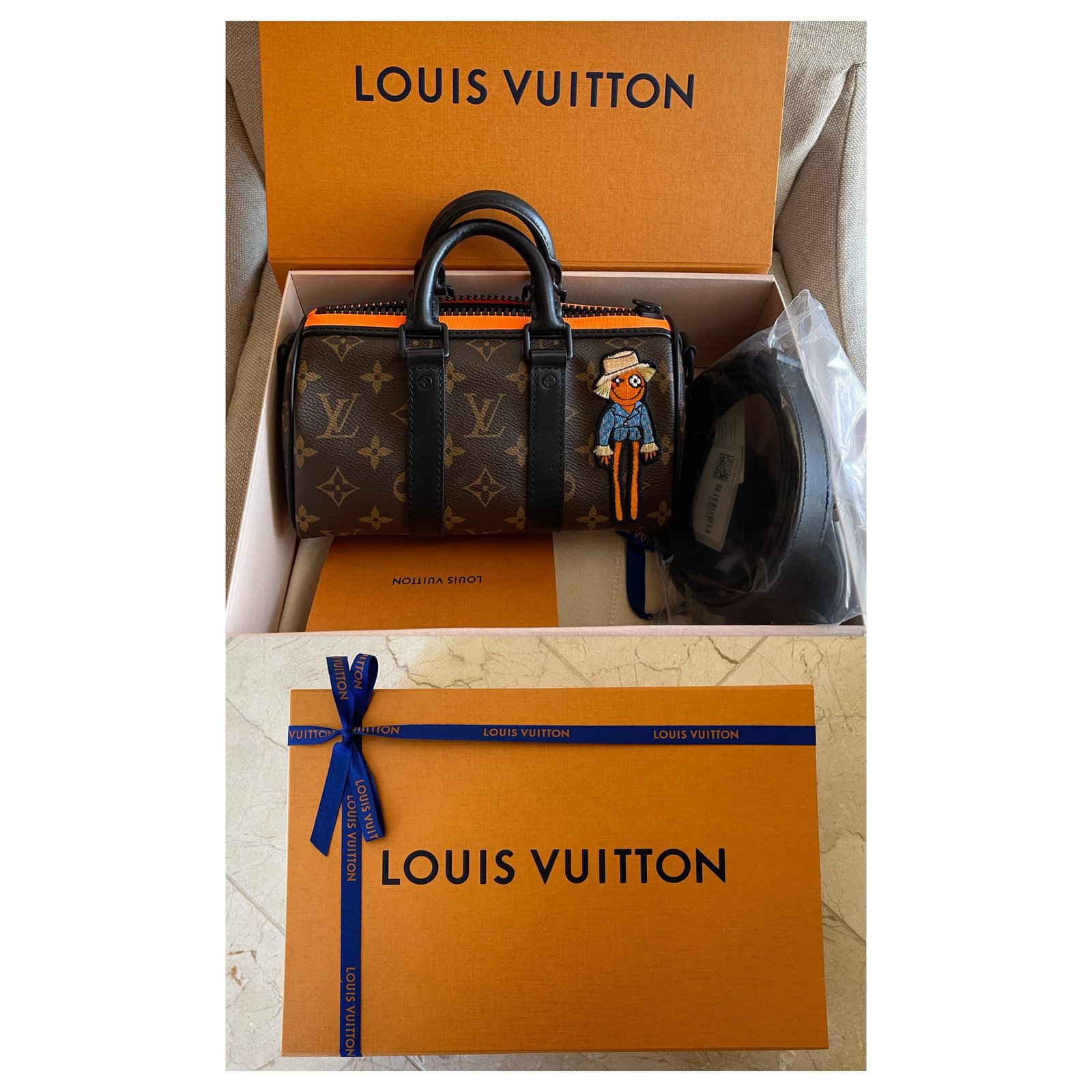 Louis Vuitton SS19 to4 by Virgil Abloh Brown Orange Leather Cloth
