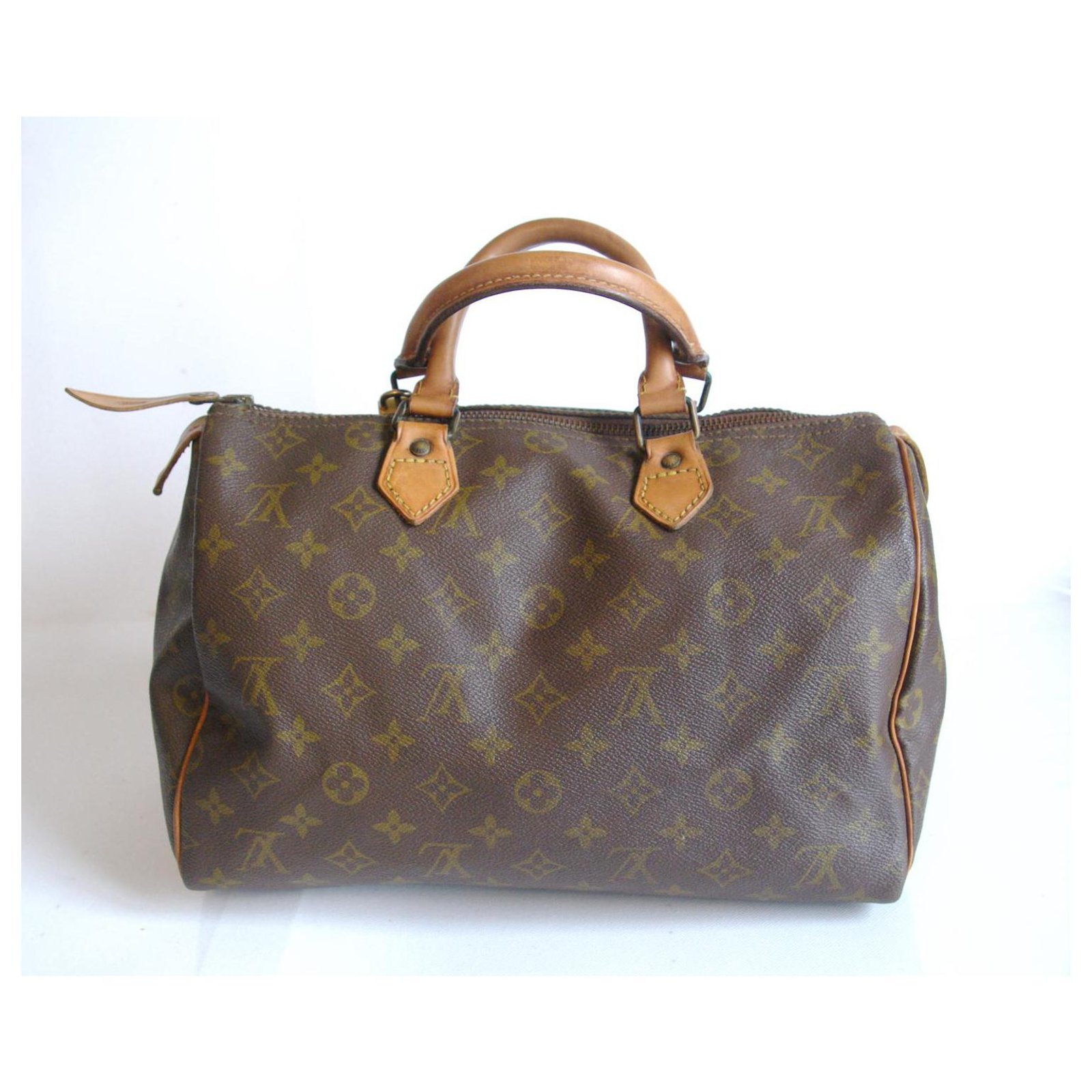 Louis Vuitton Speedy 30 Brown Leather Cloth ref.270159 - Joli Closet