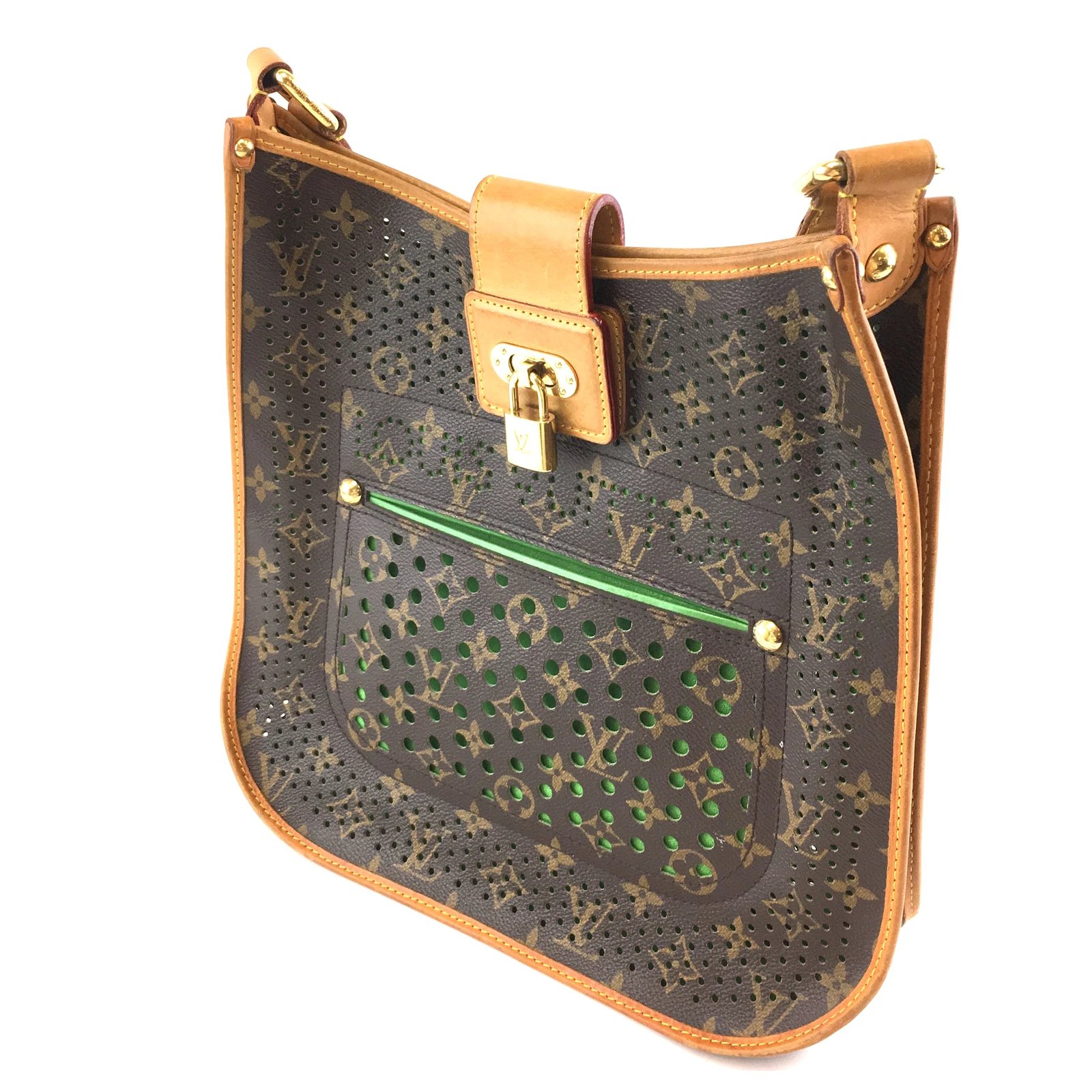 LOUIS VUITTON Monogram Perforated Musette Green 14777
