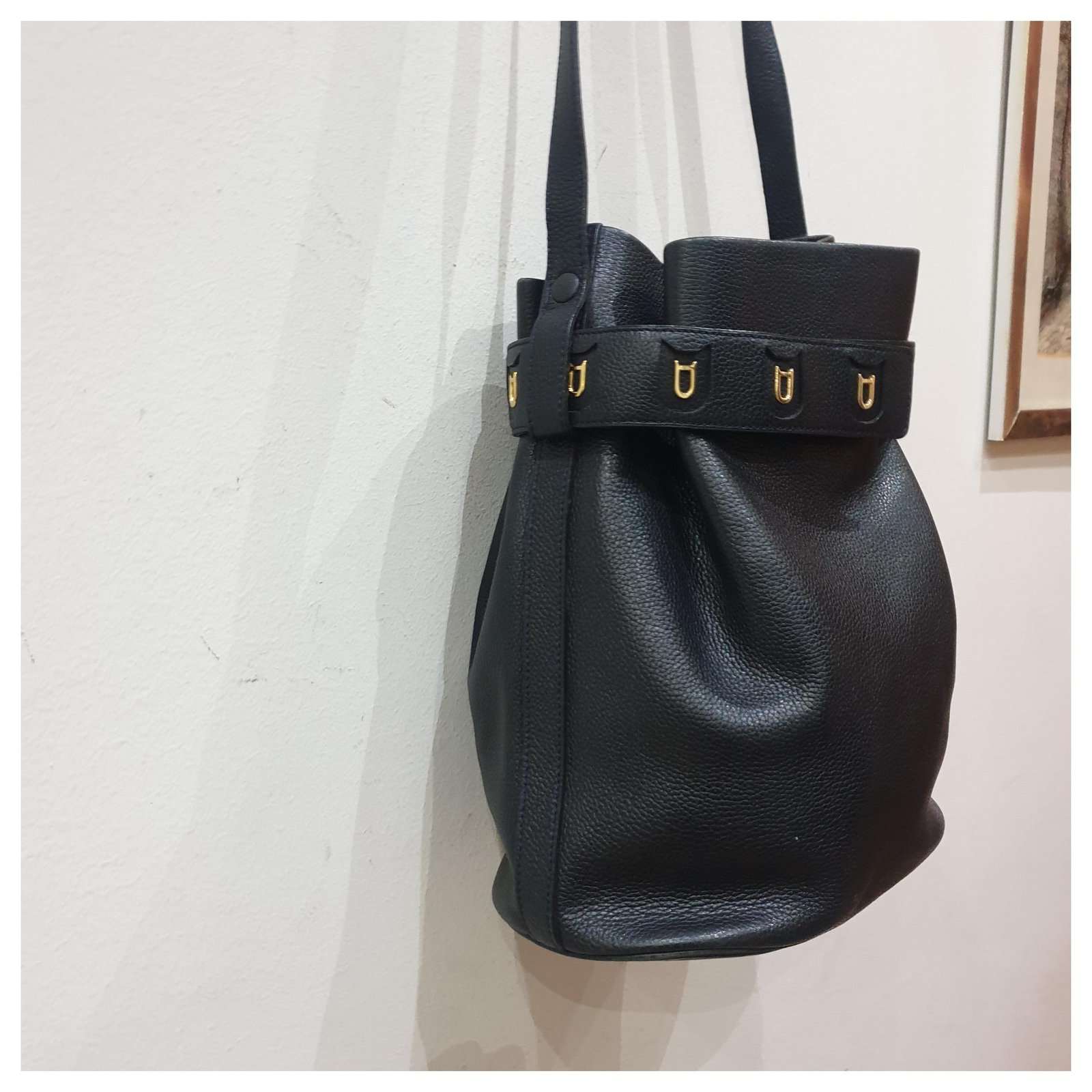 Delvaux Leather Ecole Bucket Bag - Black Shoulder Bags, Handbags - DVX22729