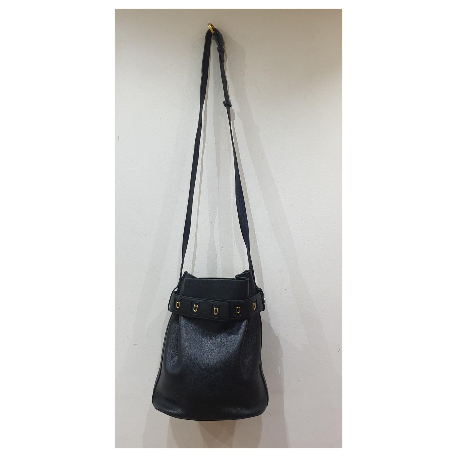 Delvaux Leather Ecole Bucket Bag - Black Shoulder Bags, Handbags - DVX22729