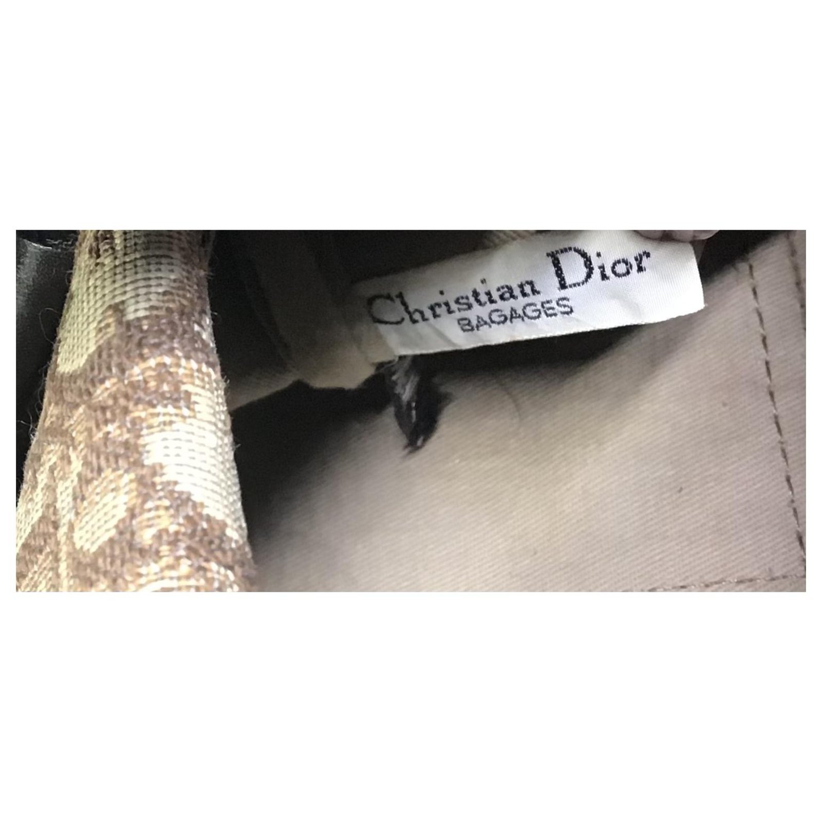 Christian Dior Speedy Beige Dark brown Leather Cloth ref.270501