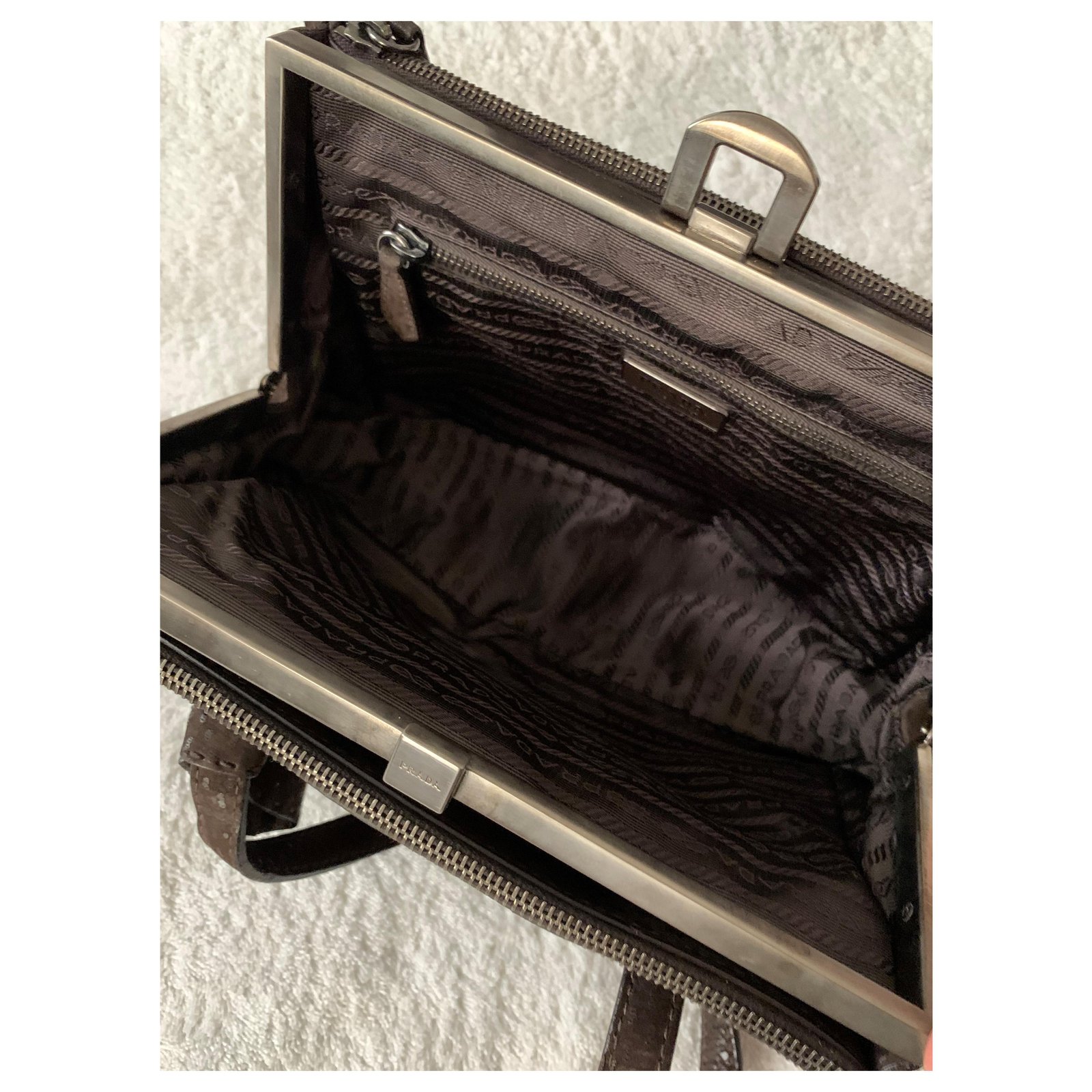 Prada Brown pecary leather vintage handbag Dark brown ref.270736