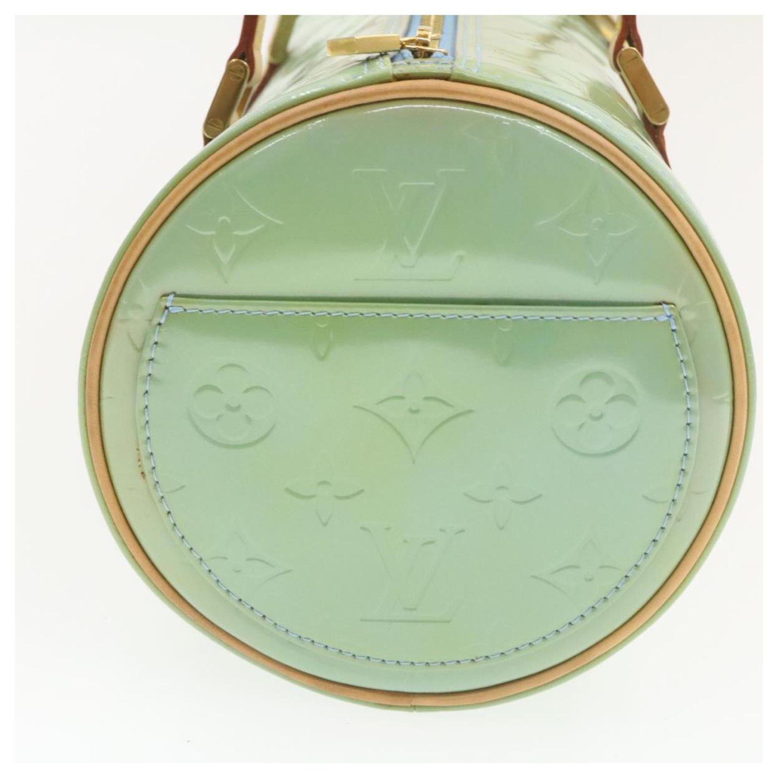Auth LOUIS VUITTON Bedford Baby Blue (Green) Vernis Leather Hand Bag #52370