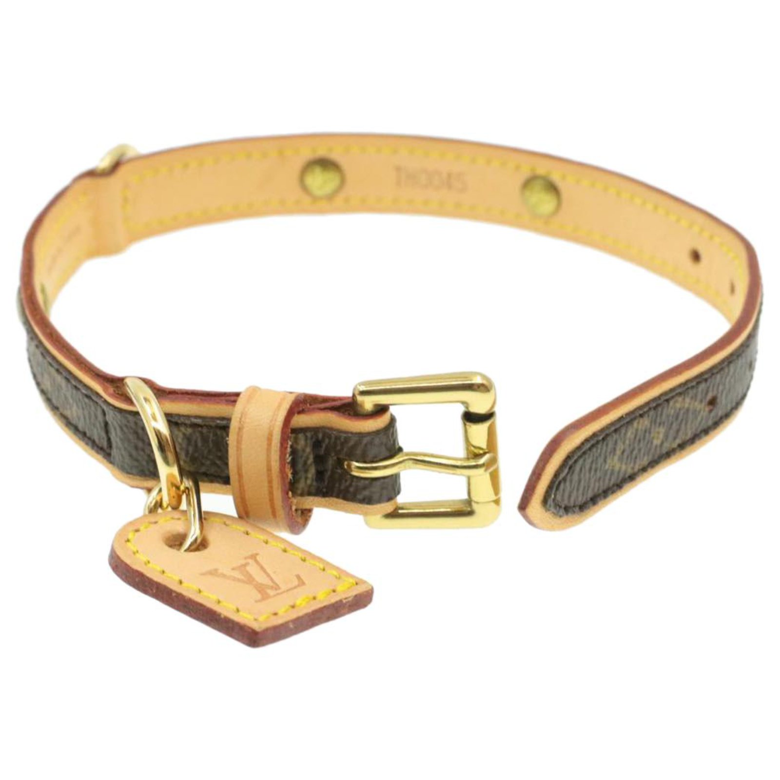 LOUIS VUITTON Monogram Baxter Dog Leash Collar Set LV Auth br118