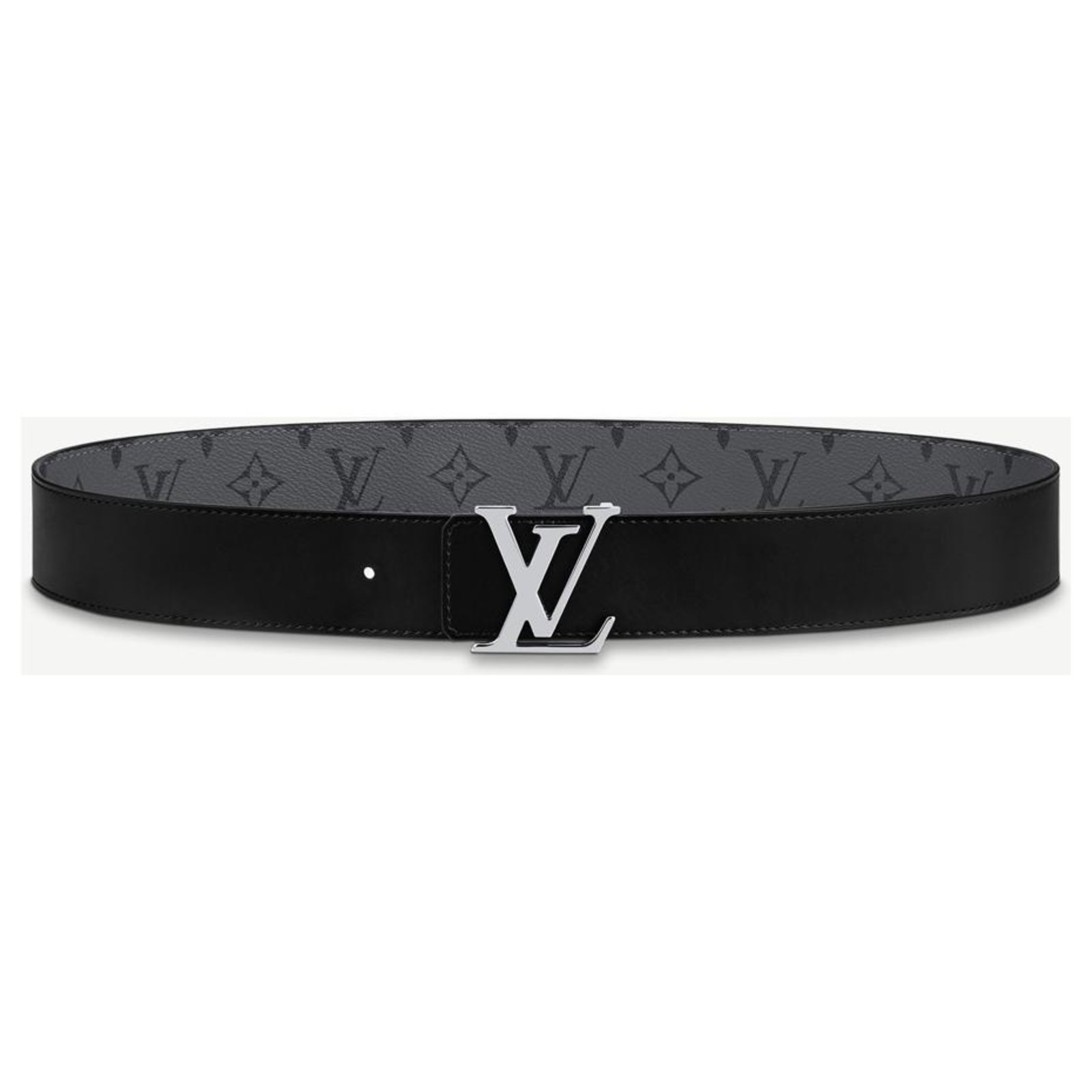 Louis Vuitton LV Initiales 40mm Reversible Belt Grey Monogram Eclipse. Size 110 cm