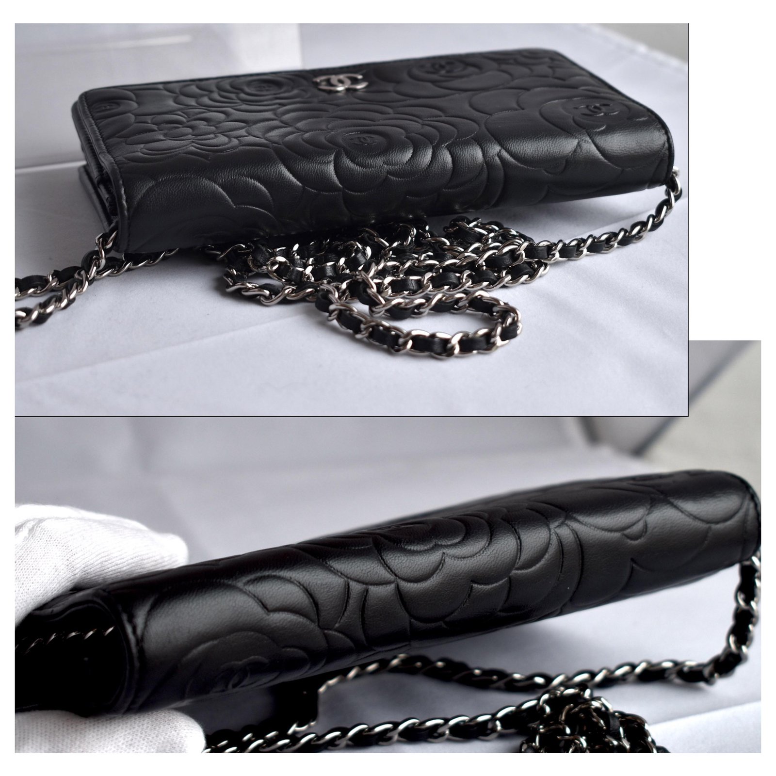 Chanel WOC Wallet on Chain Camellia Black Leather ref.272104 - Joli Closet