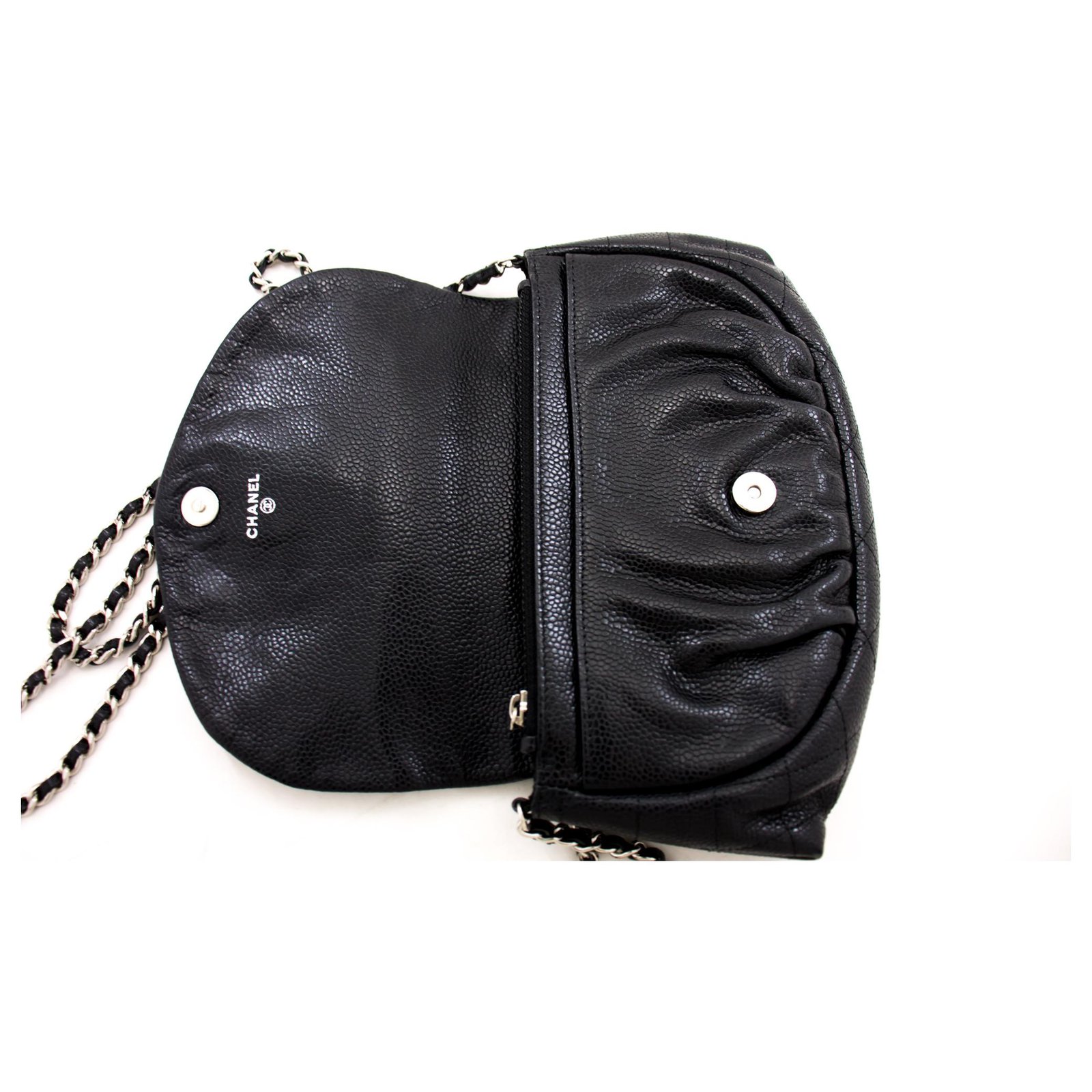 CHANEL Caviar Half Moon WOC Black Wallet On Chain Shoulder Bag Leather ref.272740  - Joli Closet