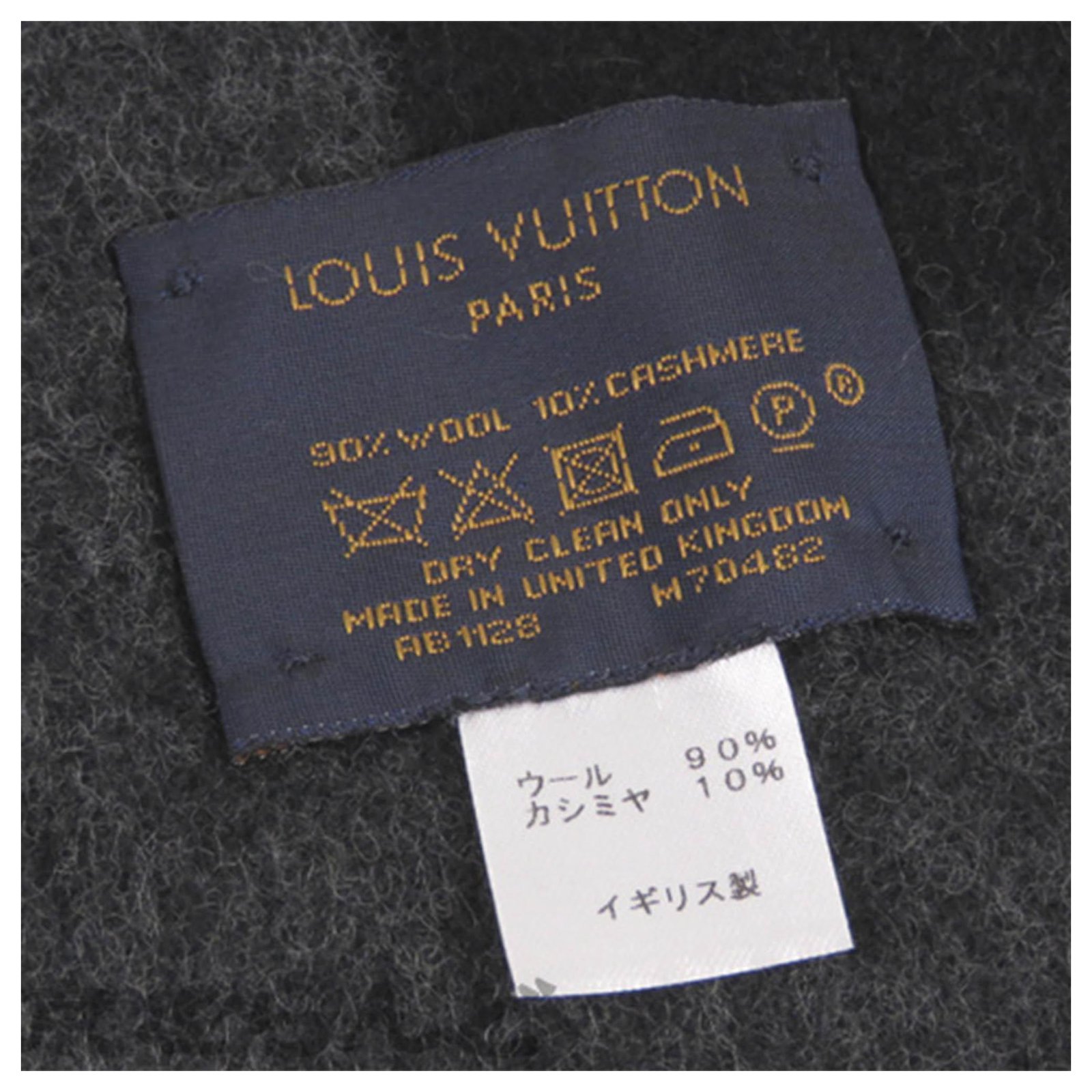 Louis Vuitton Black Cardiff Wool Scarf Grey Cloth ref.273143 - Joli Closet
