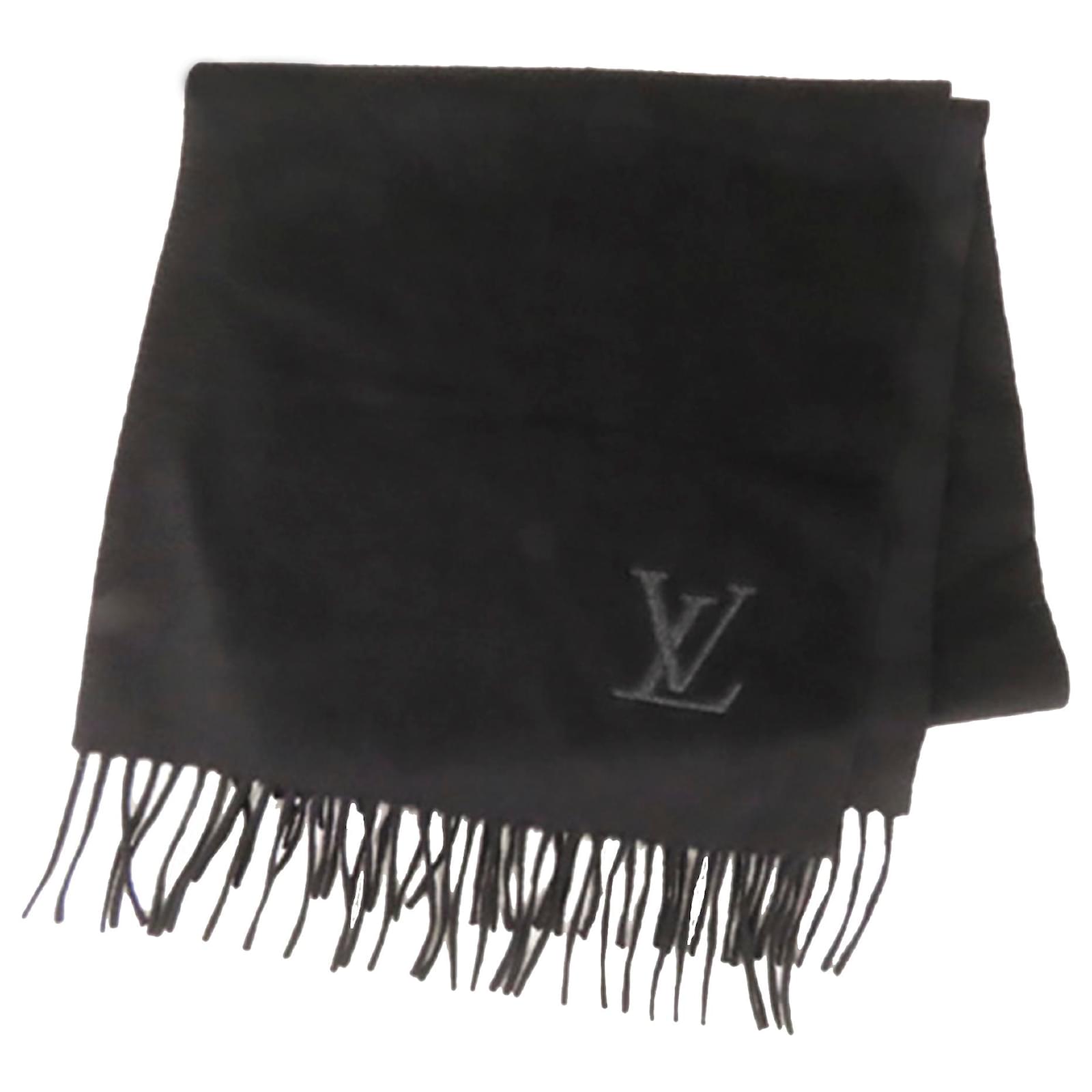 Écharpe en laine avec logo LV noir Louis Vuitton Tissu ref.273149