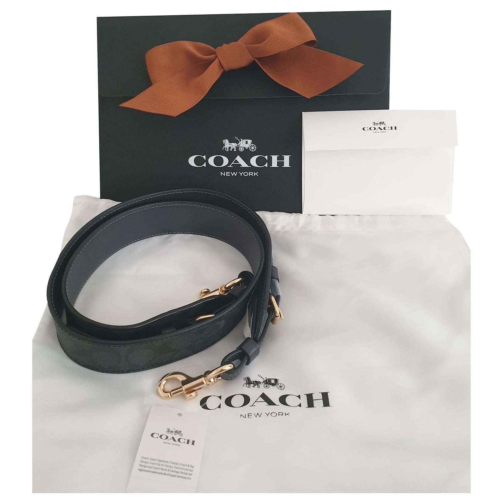 Coach novelty strap in signature canvas Dark blue Leather Cloth ref