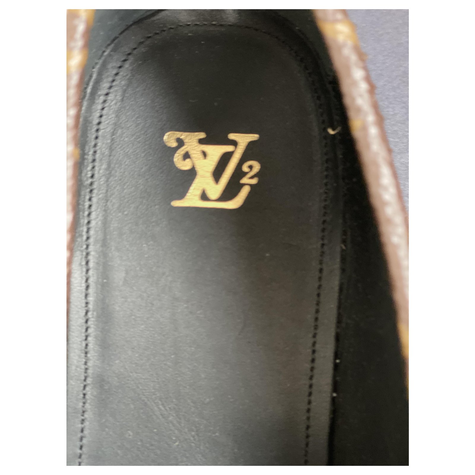 LOUIS VUITTON SHOES LOAFERS WITH BUCKLE 8 42 SUEDE MONOGRAM LOAFERS Brown  ref.491408 - Joli Closet