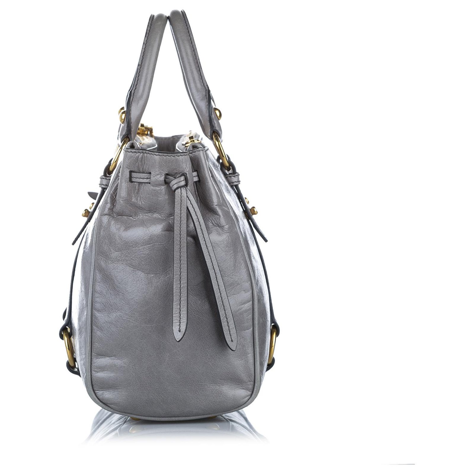 Miu Miu Shoulder Bag Grey Leather ref.307381 - Joli Closet